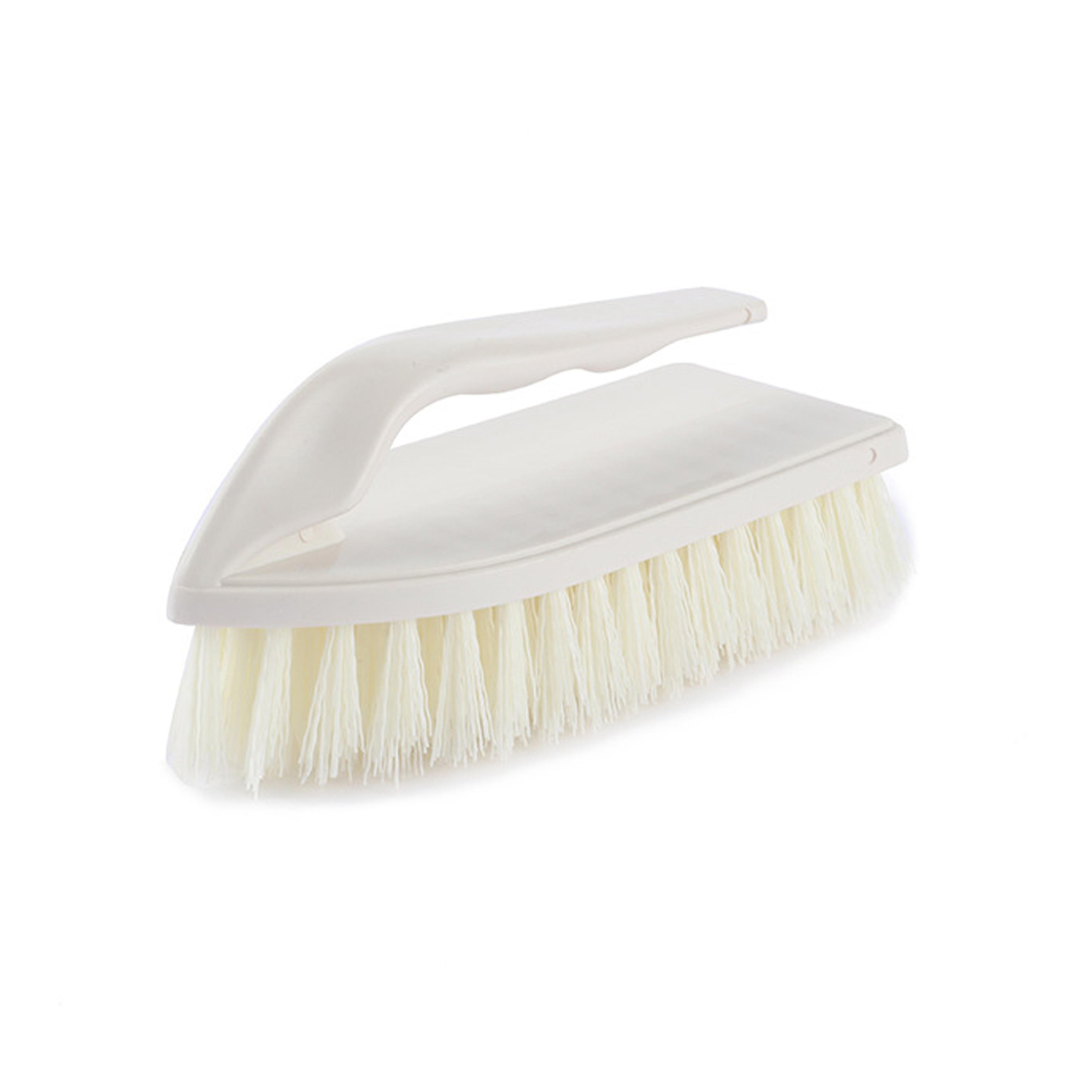 heavy duty scrub brush with non slip handle for shoes, floors and household cleaning