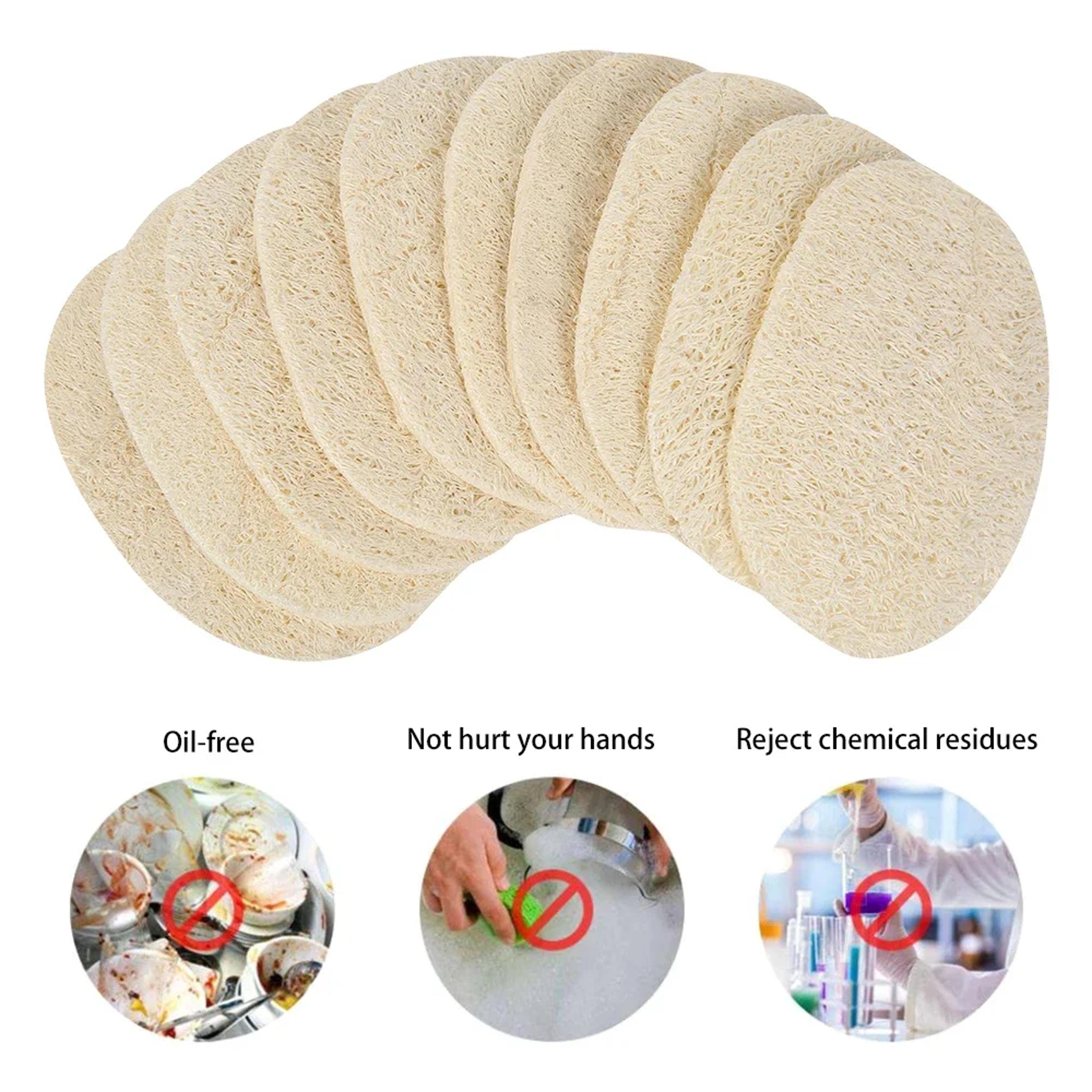 Natural Luffa Sponge Loofah Dish Scrubber Set Pack Eco Friendly Biodegradable Kitchen Cleaning Pads 5