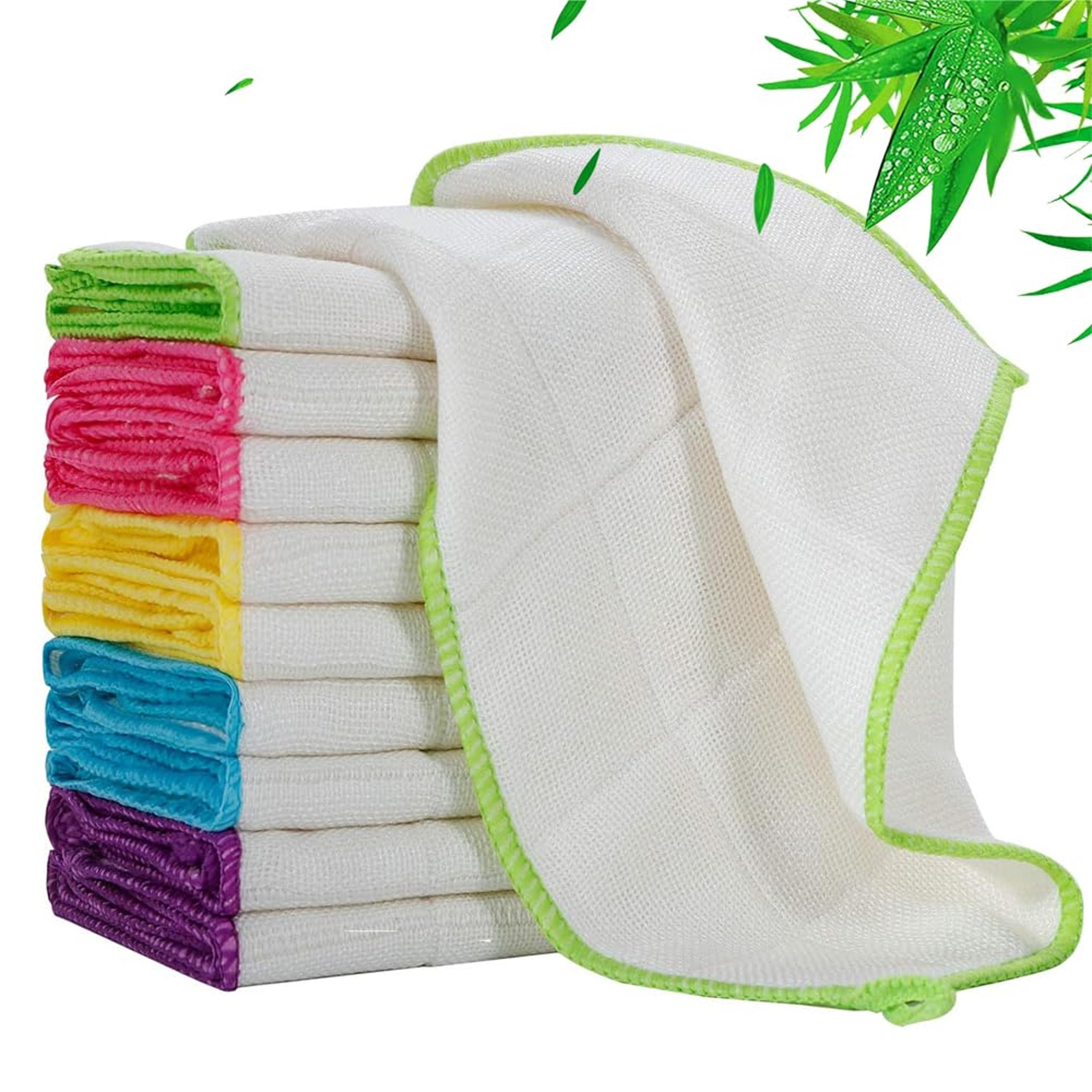 Reusable Bamboo Dish Cloths Pack Absorbent Kitchen Towels  Machine Washable Cleaning Cloths 7