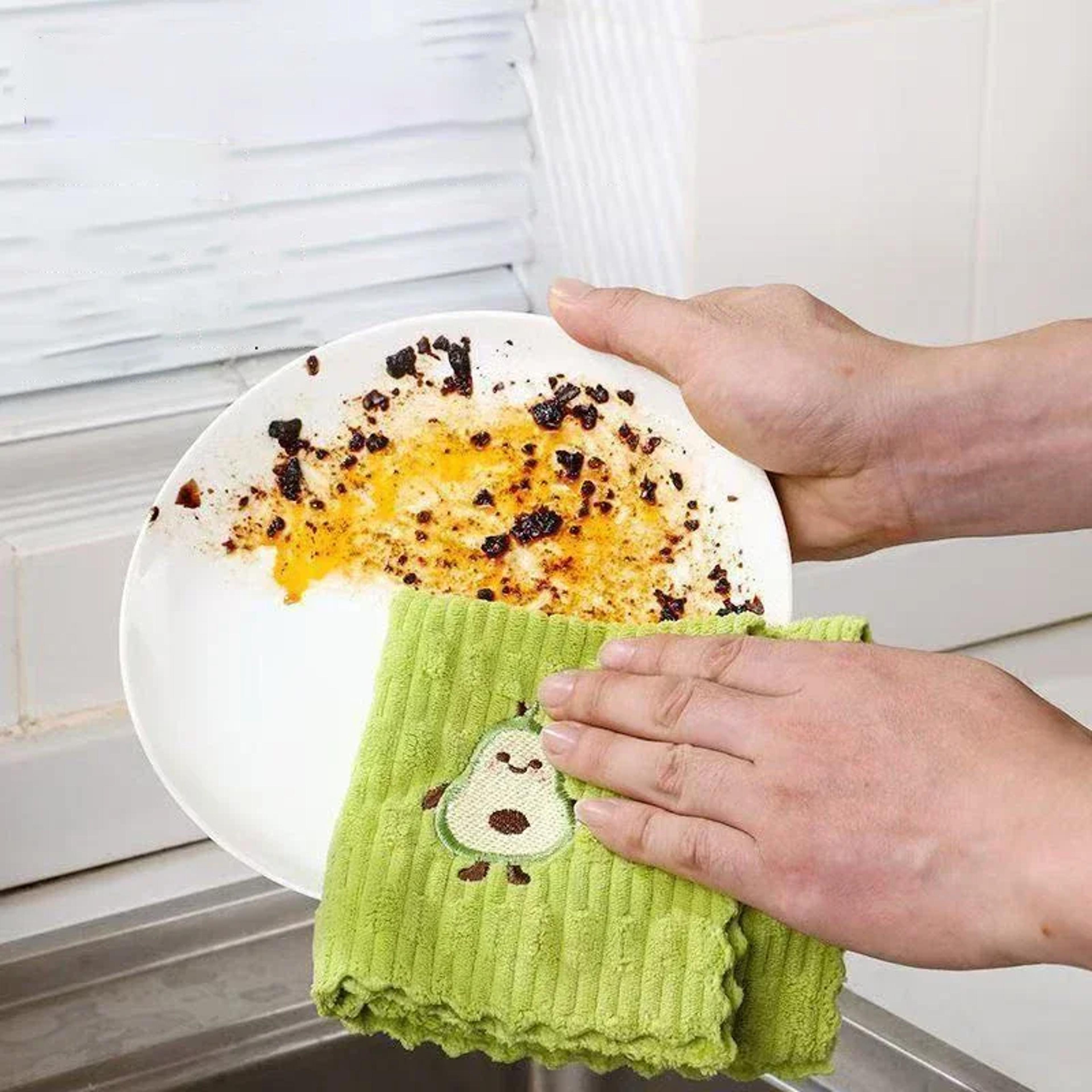 Cute Avocado Kitchen Dish Cloth Embroidered Reusable Kitchen Towel For Everyday Cleaning 2