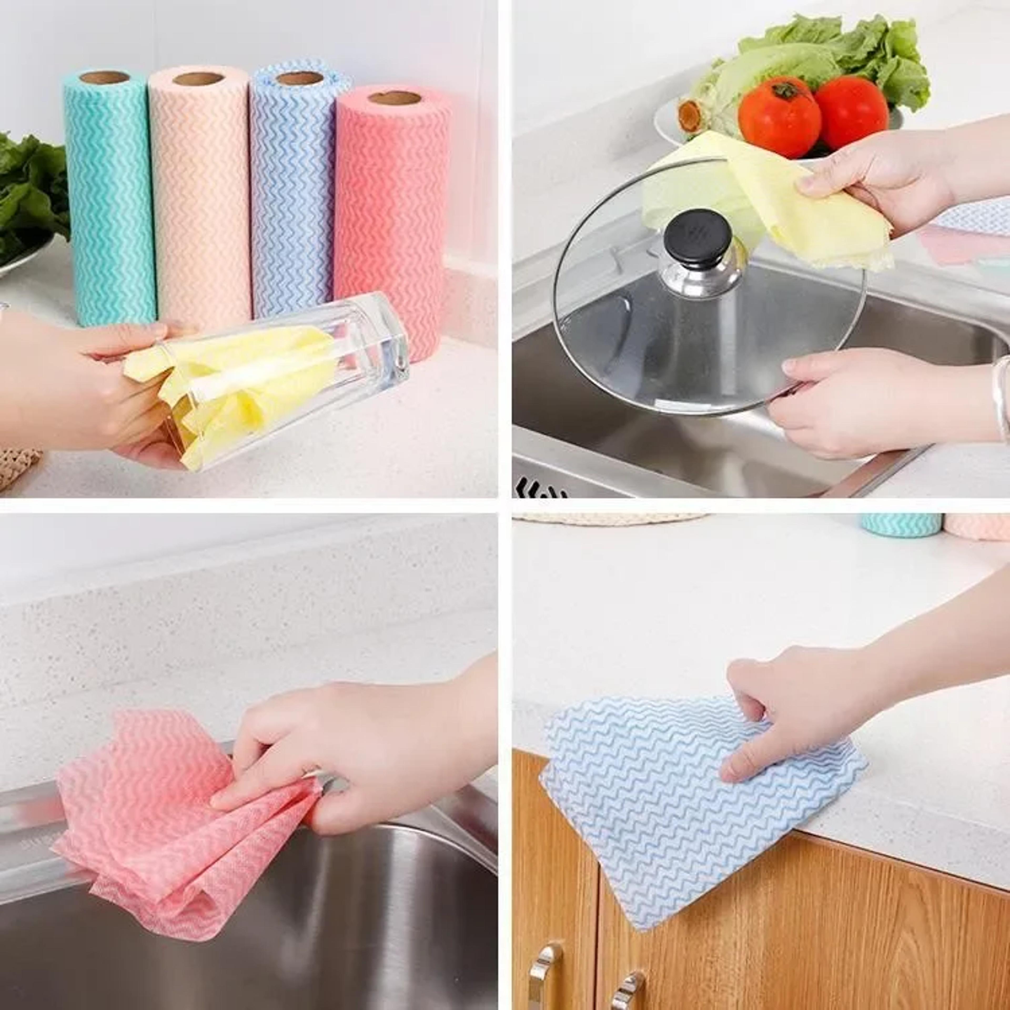 Reusable Disposable Kitchen Cloth Roll  Sheets Tear Off Non Woven Cleaning Cloth For Everyday Clean 4