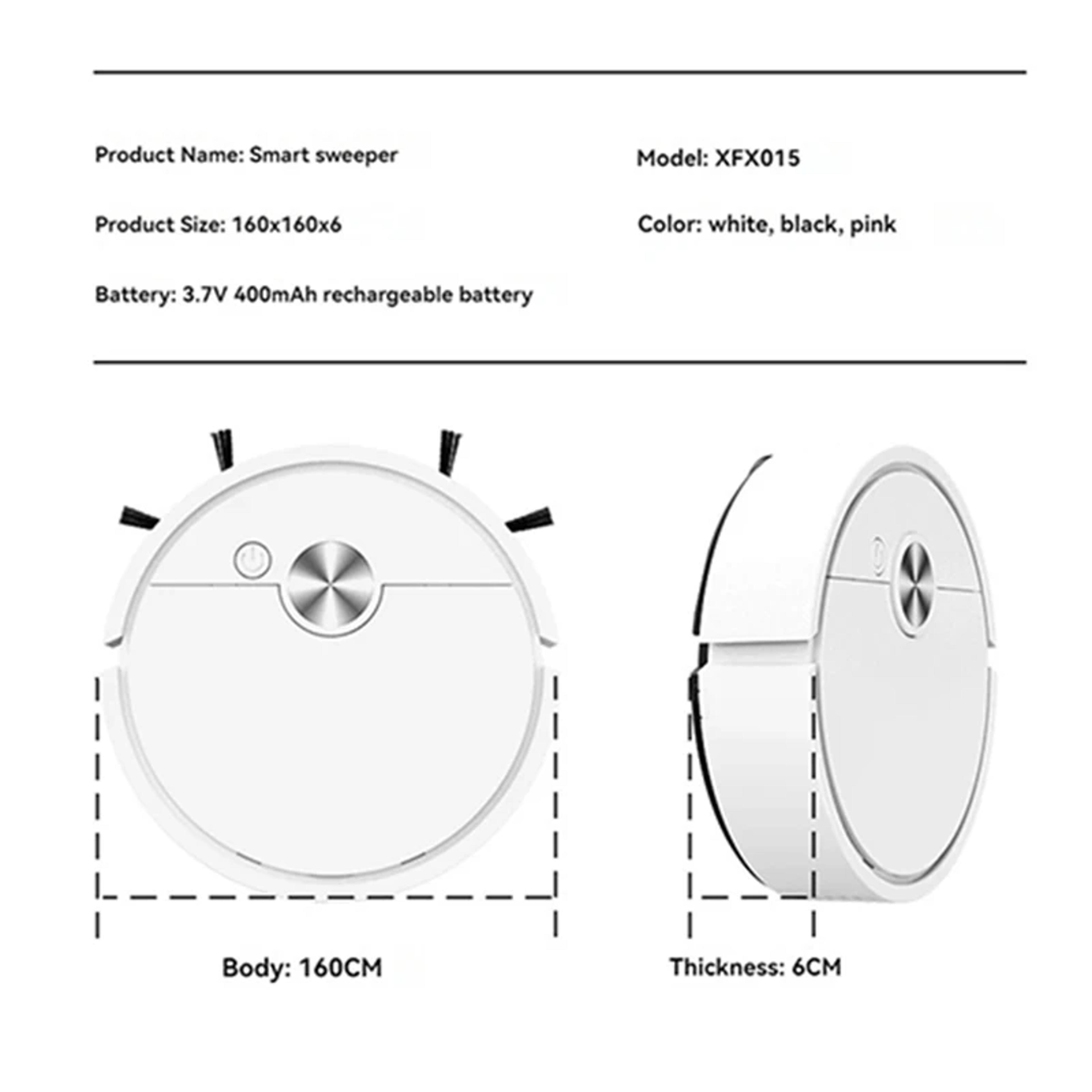 Robot Vacuum Cleaner USB Rechargeable Mini Robot Mop For Hard Floors 3