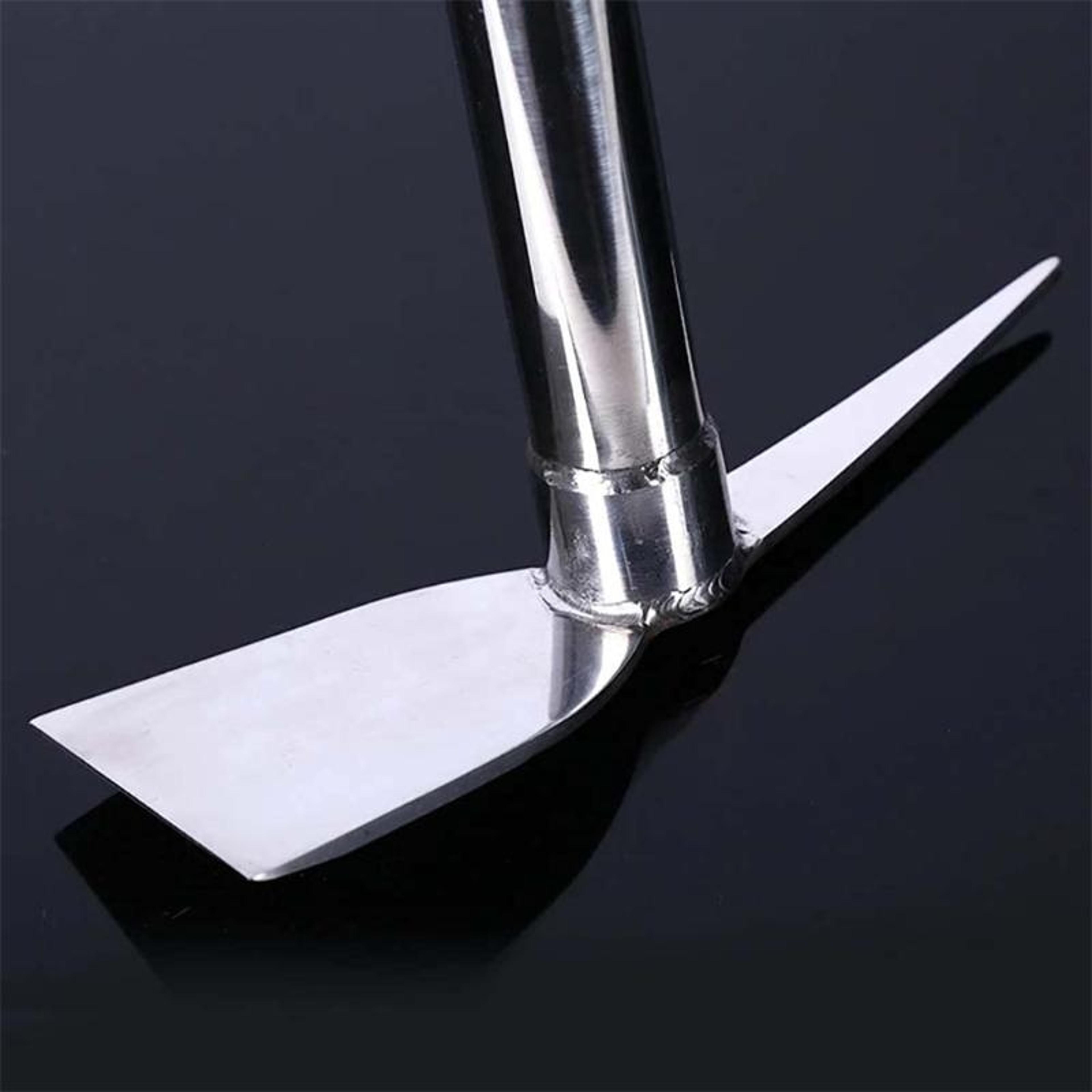 stainless steel garden rake hoe hand garden digging tool for weeding, cultivating & soil loosening