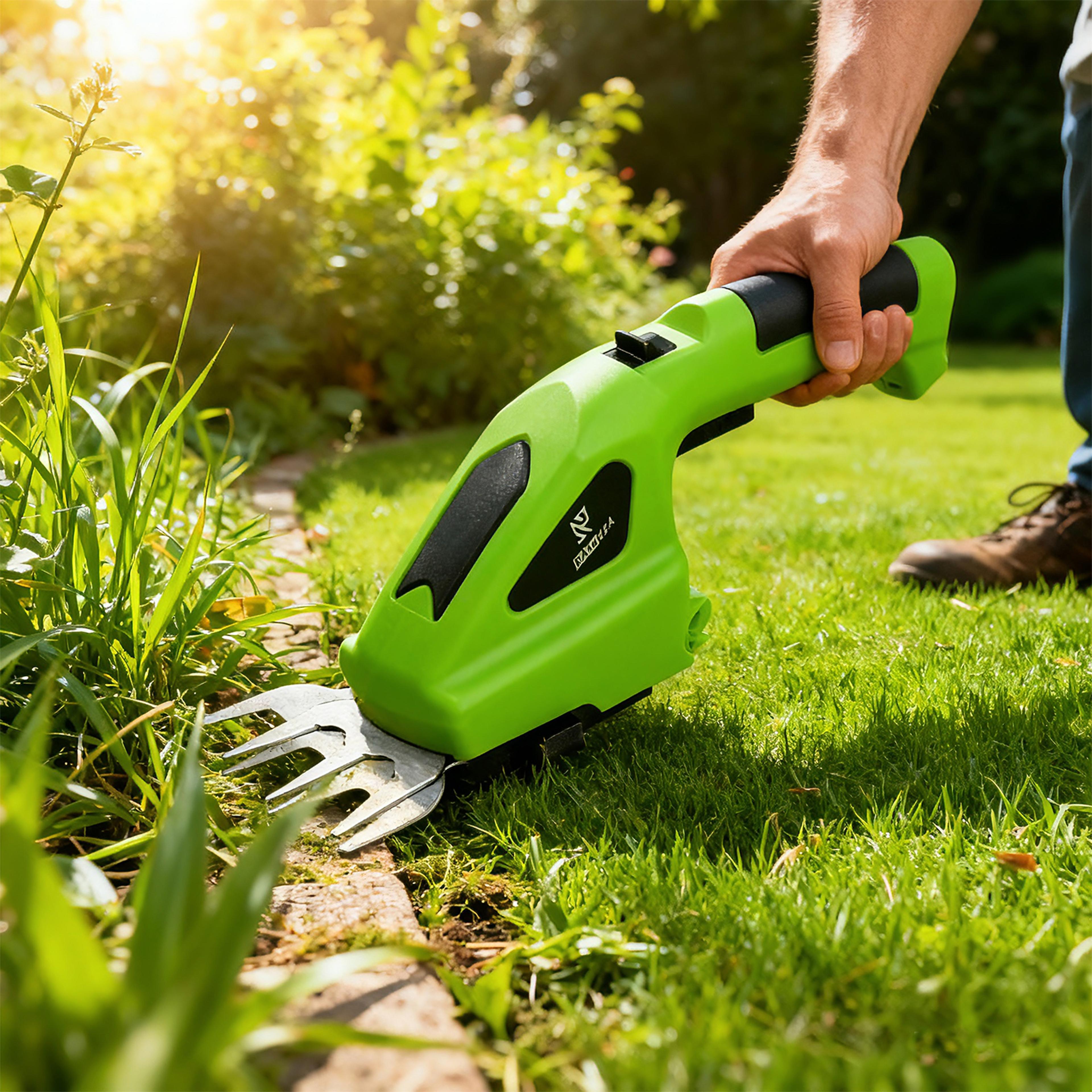 cordless electric hedge trimmer & grass shear rechargeable handheld garden pruning tool