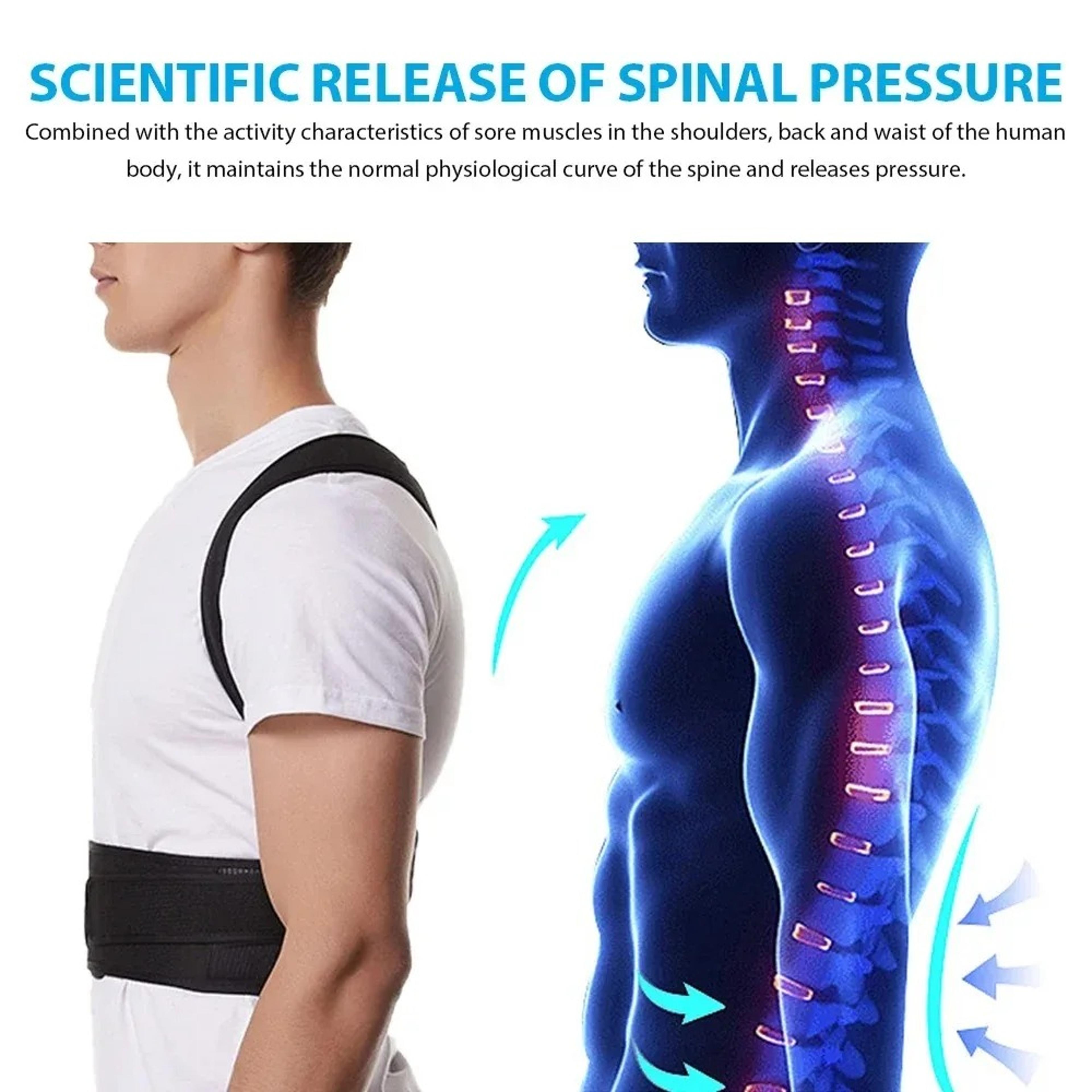 Adjustable Posture Corrector Back Brace Lumbar Support Belt With Shoulder Alignment For Men And Wom