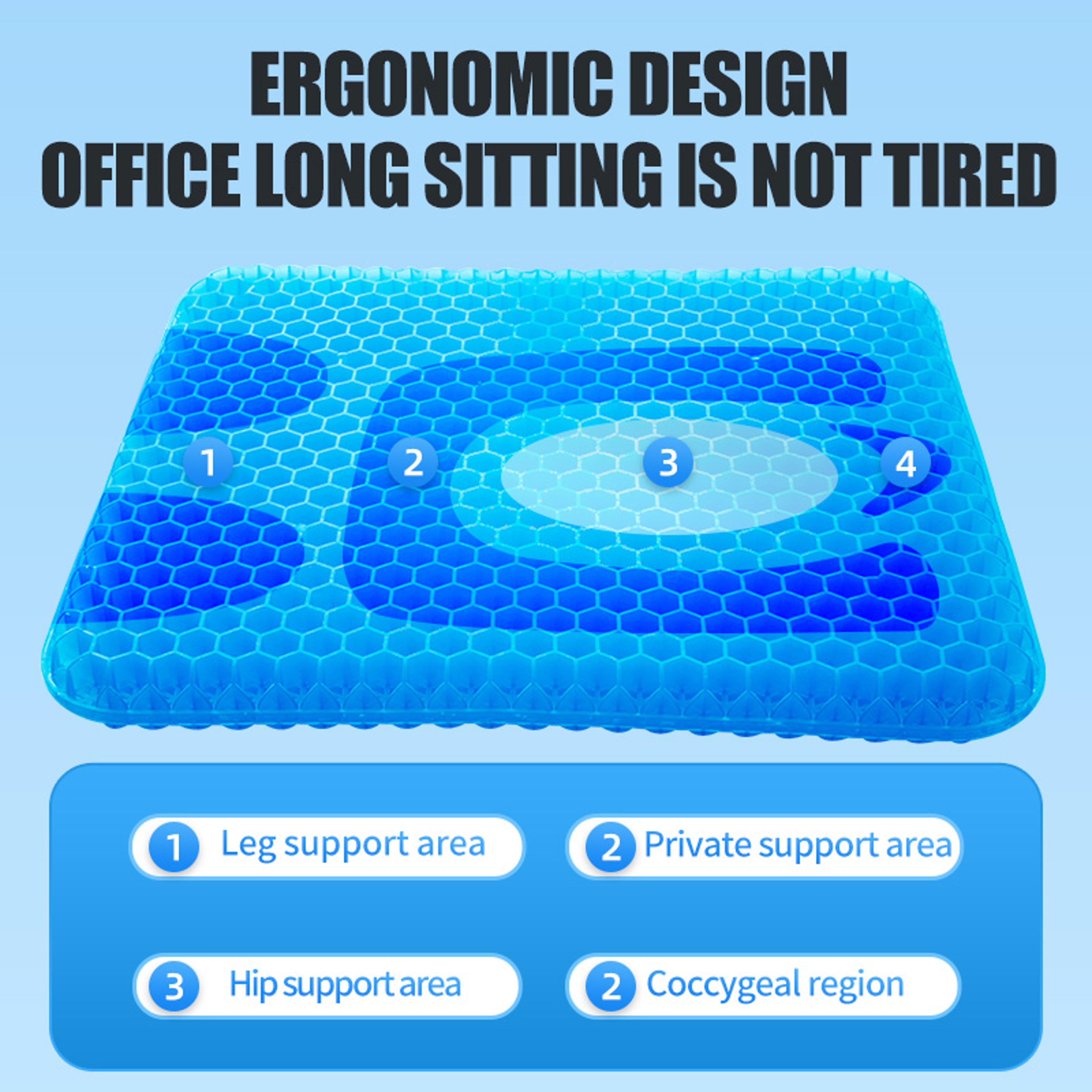 3D Cooling Honeycomb Gel Seat Cushion For Car And Office Breathable Pressure Relief Chair Pad 2