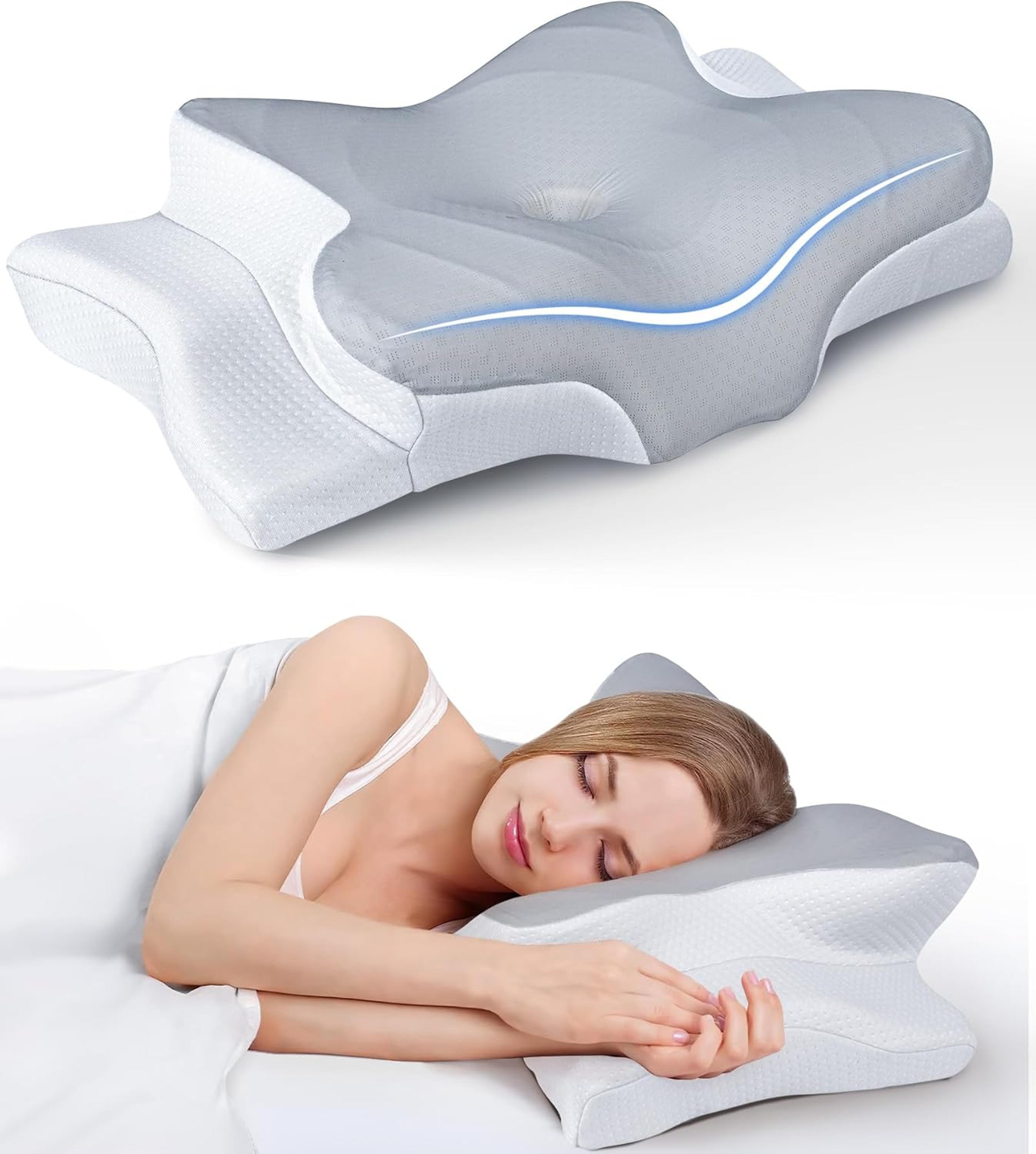 Cooling Ergonomic Neck Support Pillow Memory Foam Cervical Pillow For Pain Relief And Deep Sleep Co 8