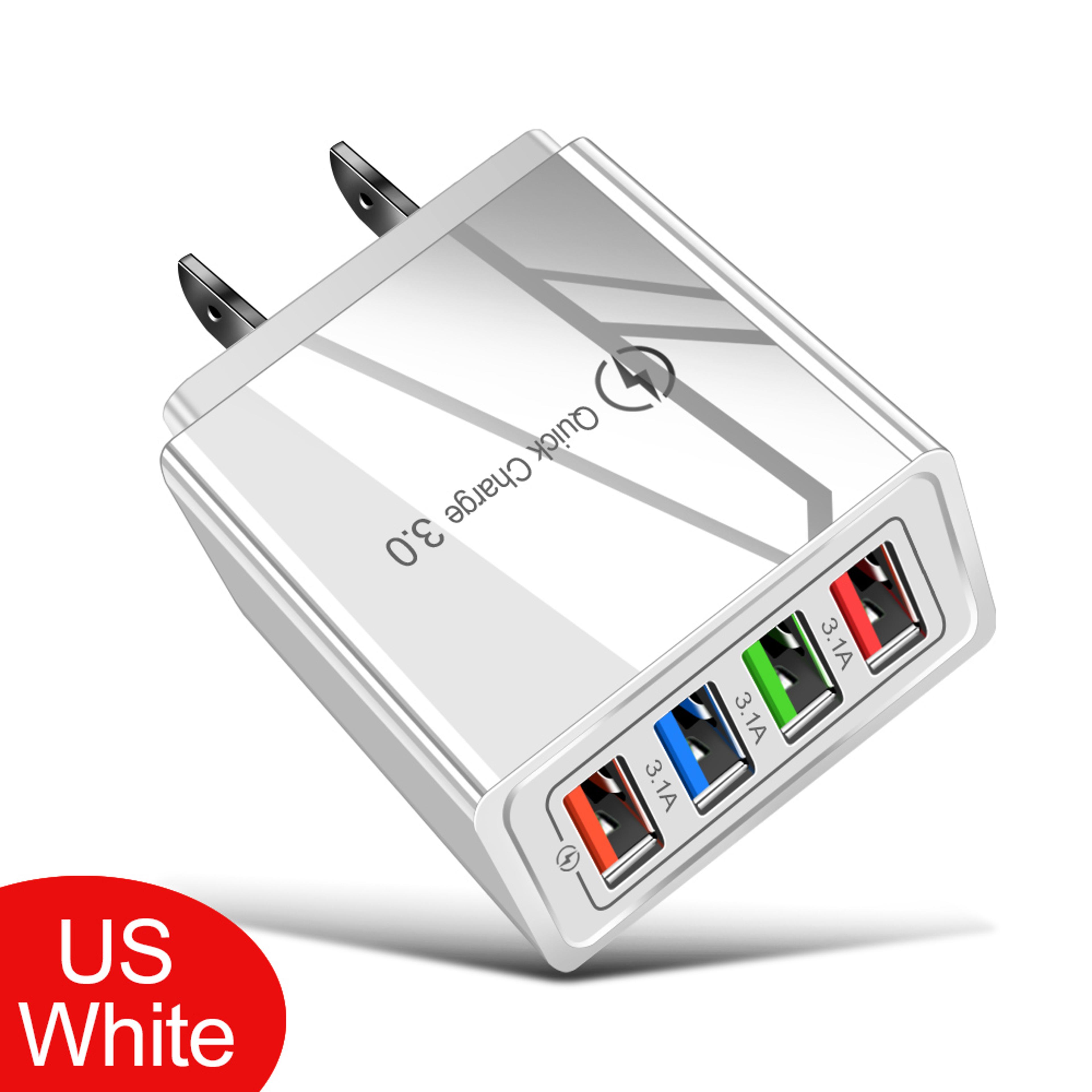 Quick Charge 30 USB Wall Charger 4 Port Fast Charging Adapter Travel Plug 9