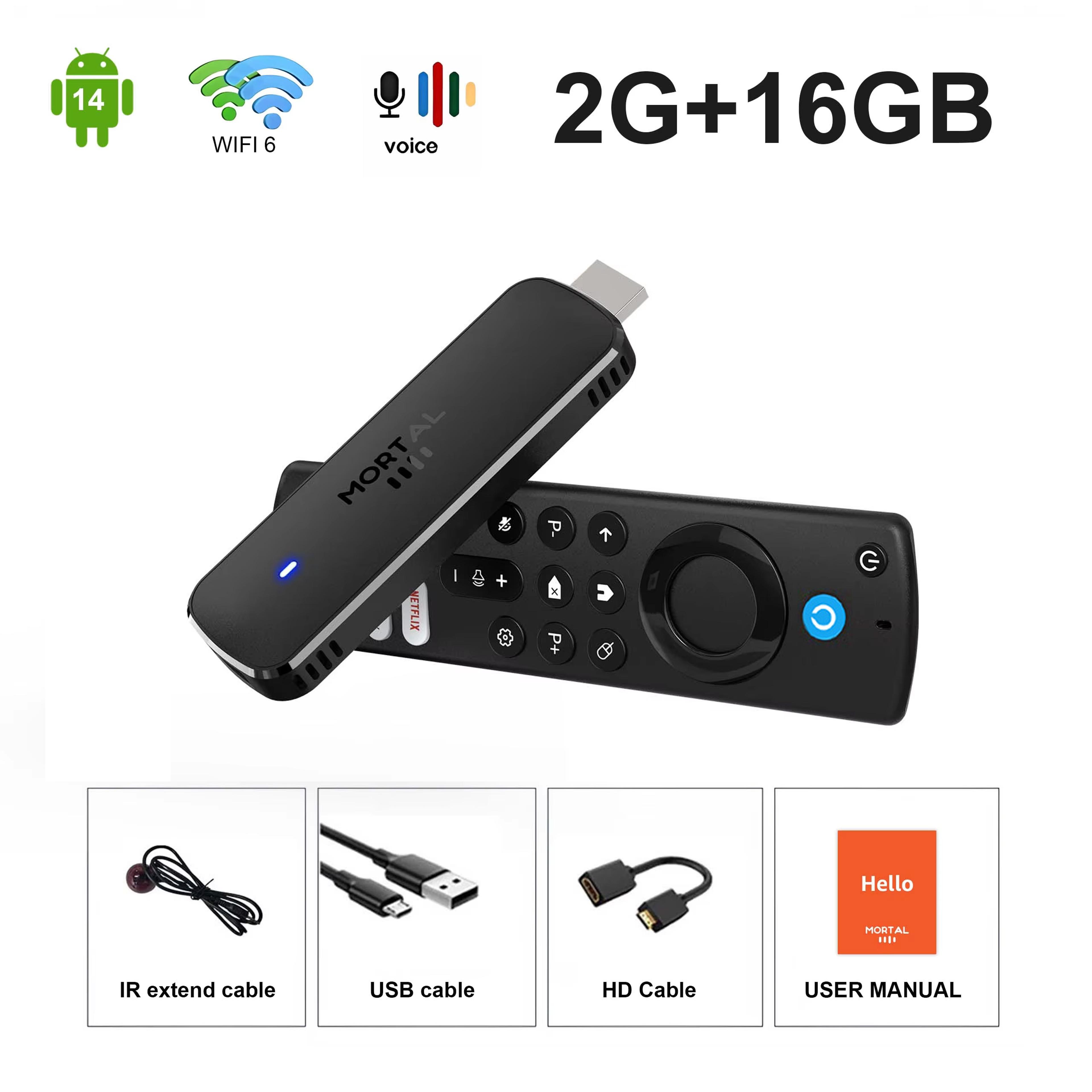 Android 14 TV Stick 4K Streaming Device With WiFi 6 And Google Voice Remote 7