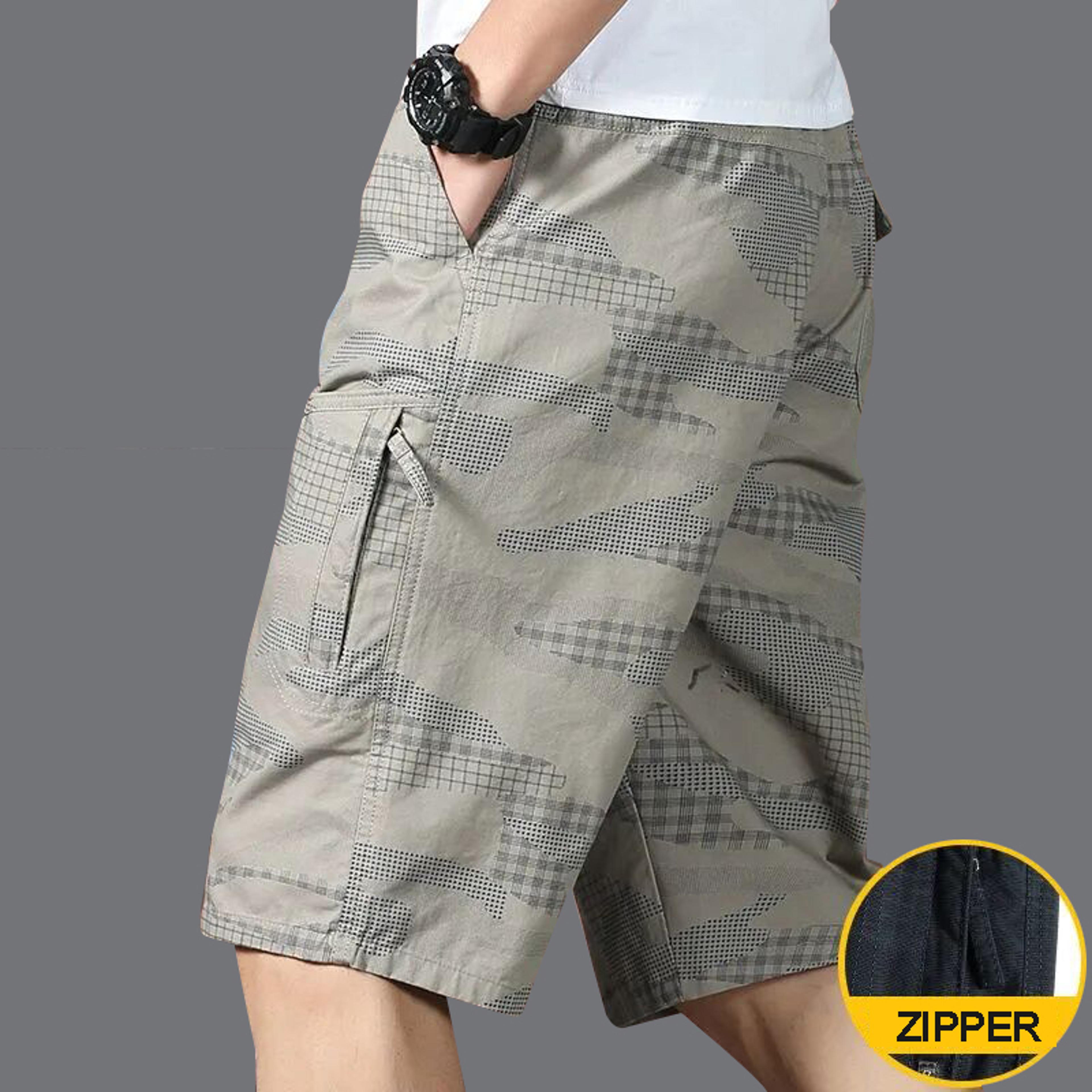 Mens Cotton Casual Shorts With Zipper Pockets For Beach Running And Daily Wear 3