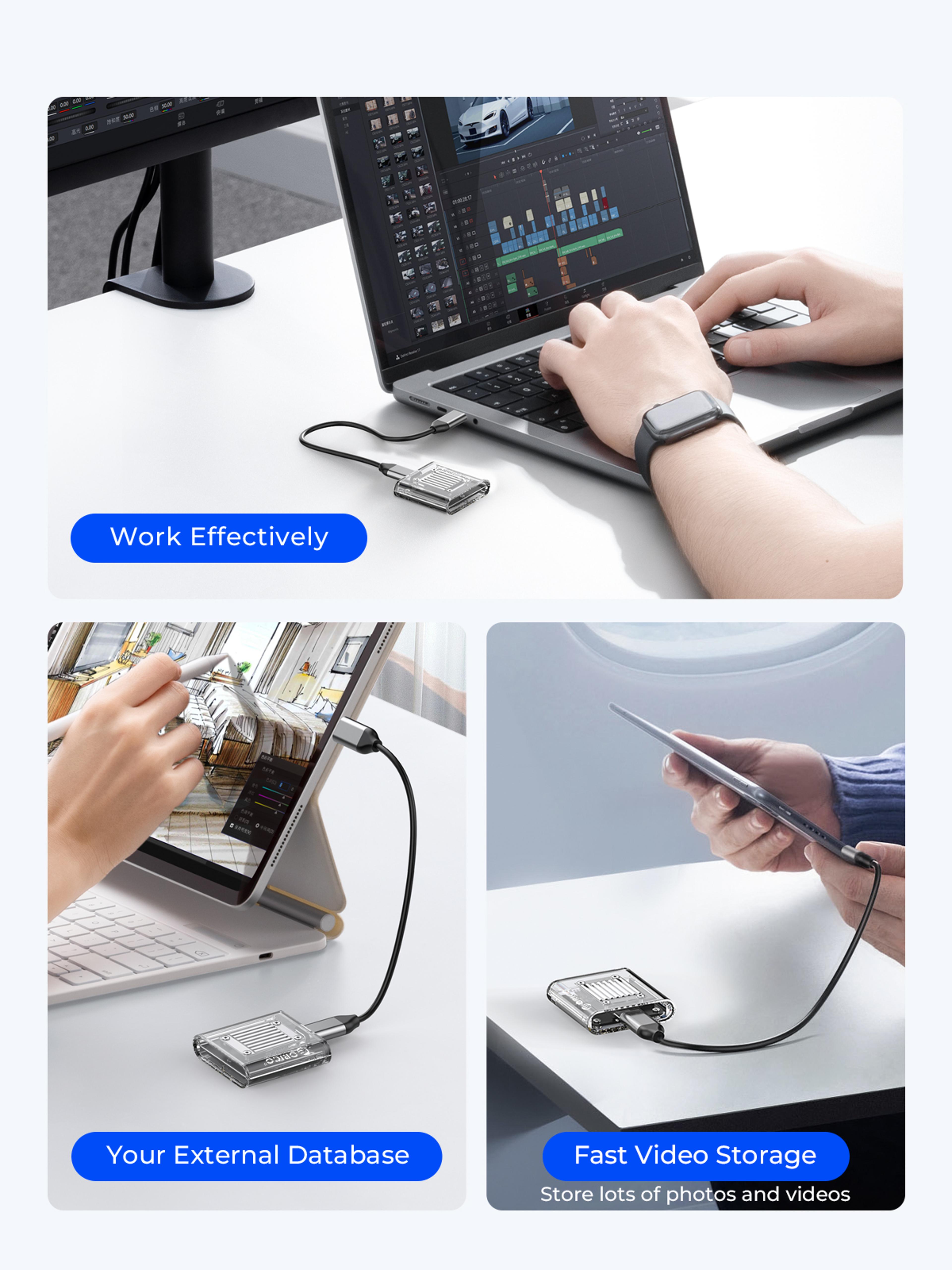 Transparent NVMe SSD Enclosure USB C 10Gbps External M2 SSD Case 3
