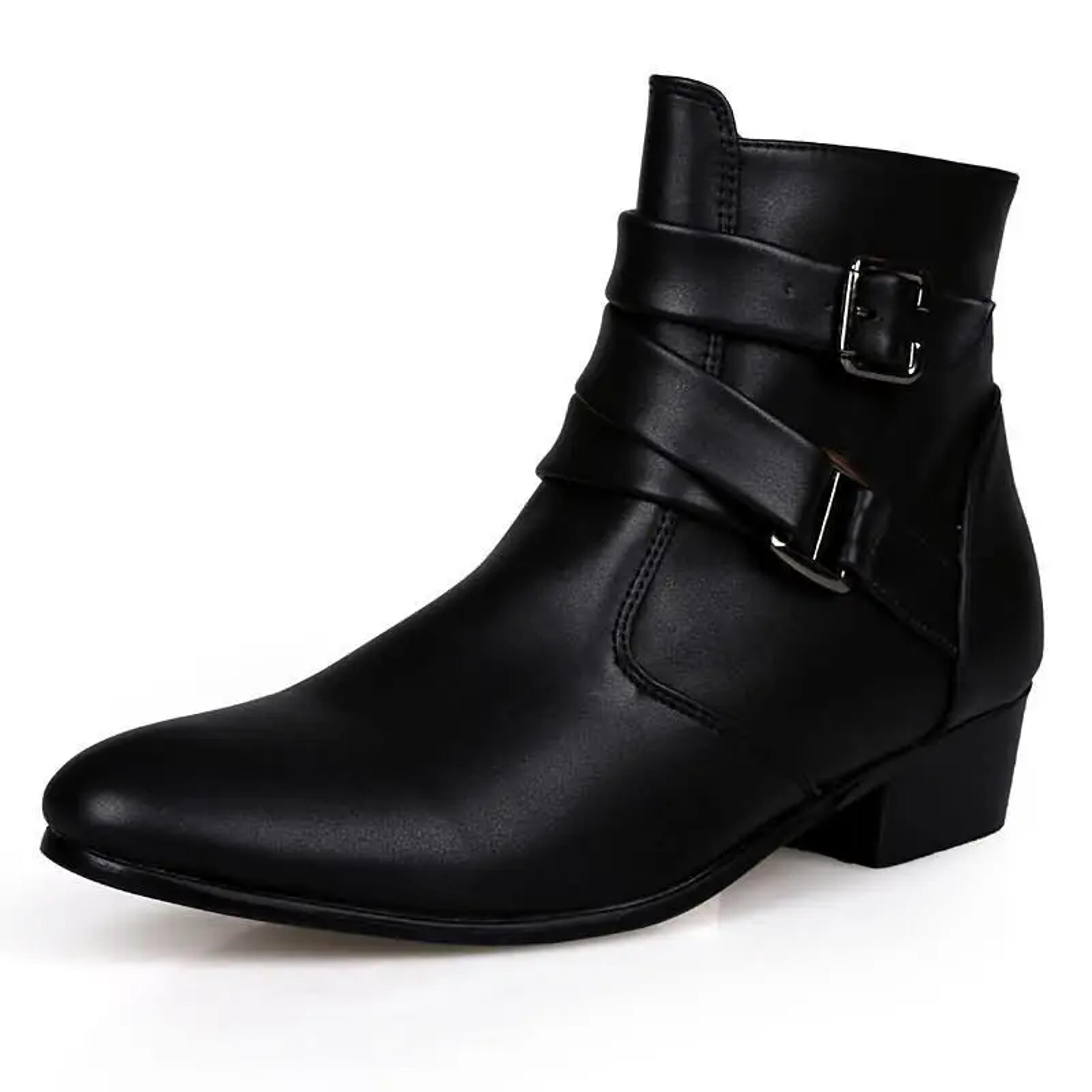 British Buckle Strap Chelsea Boots For Men Premium Motorcycle Dress Boots 6