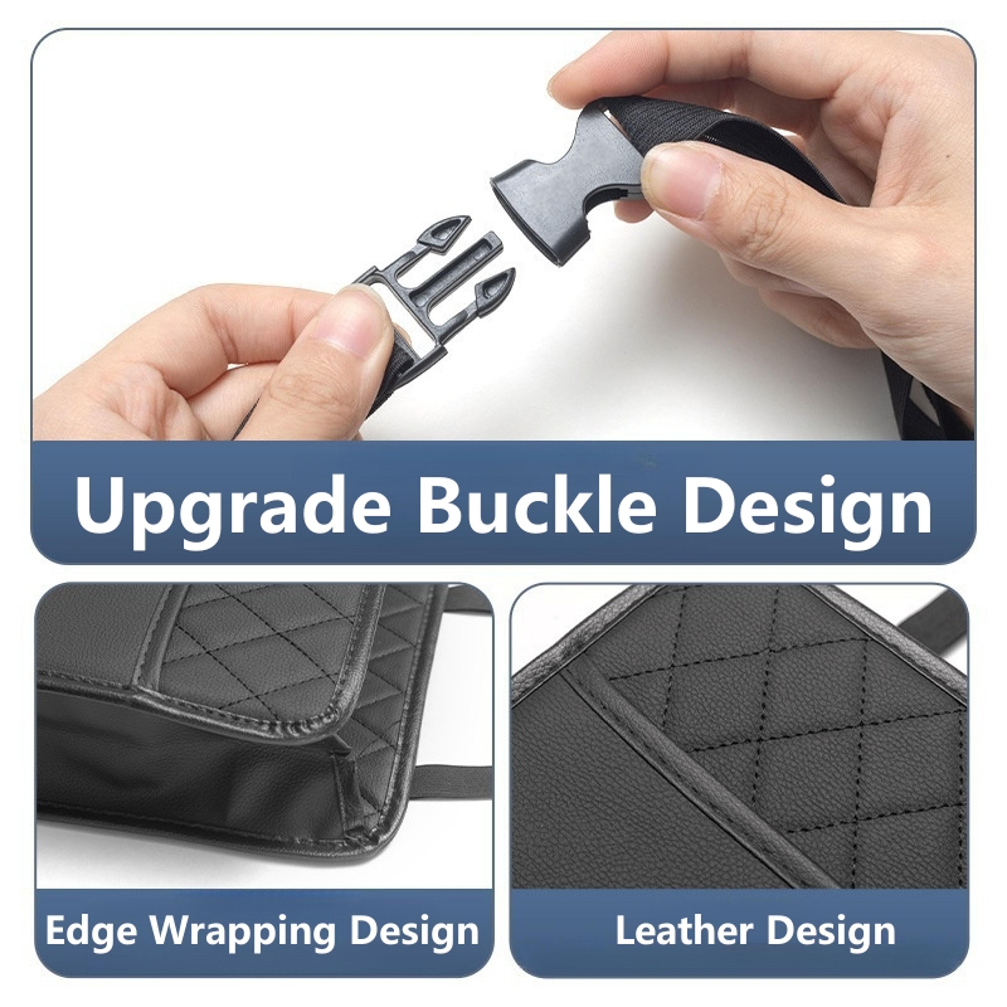 Large Capacity Leather Car Seat Organizer With Trash Bin Waterproof Car Backseat Storage Pocket 3