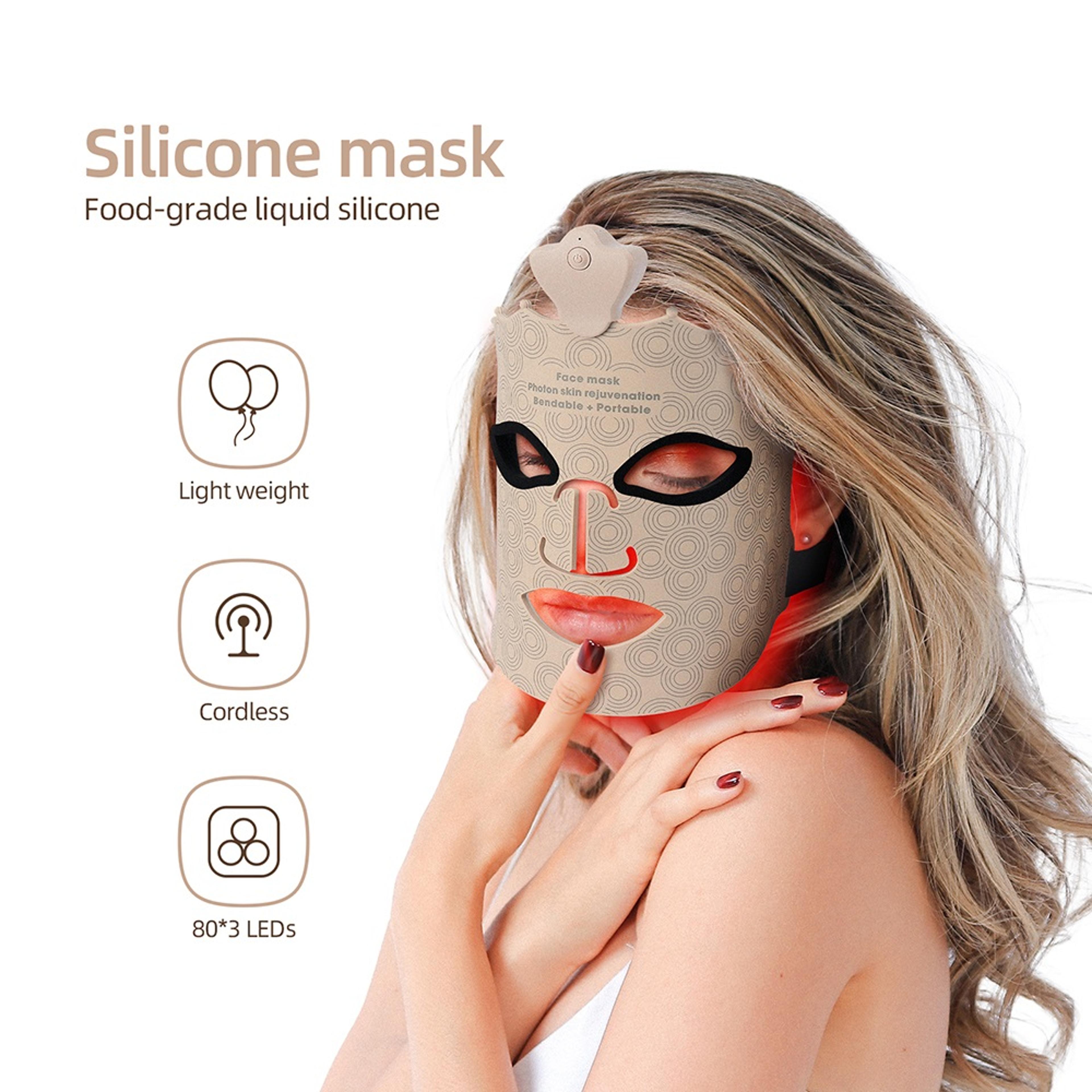 7 Color LED Face Mask Red Light Therapy Wireless Silicone Face Mask For Glowing Youthful Skin 1