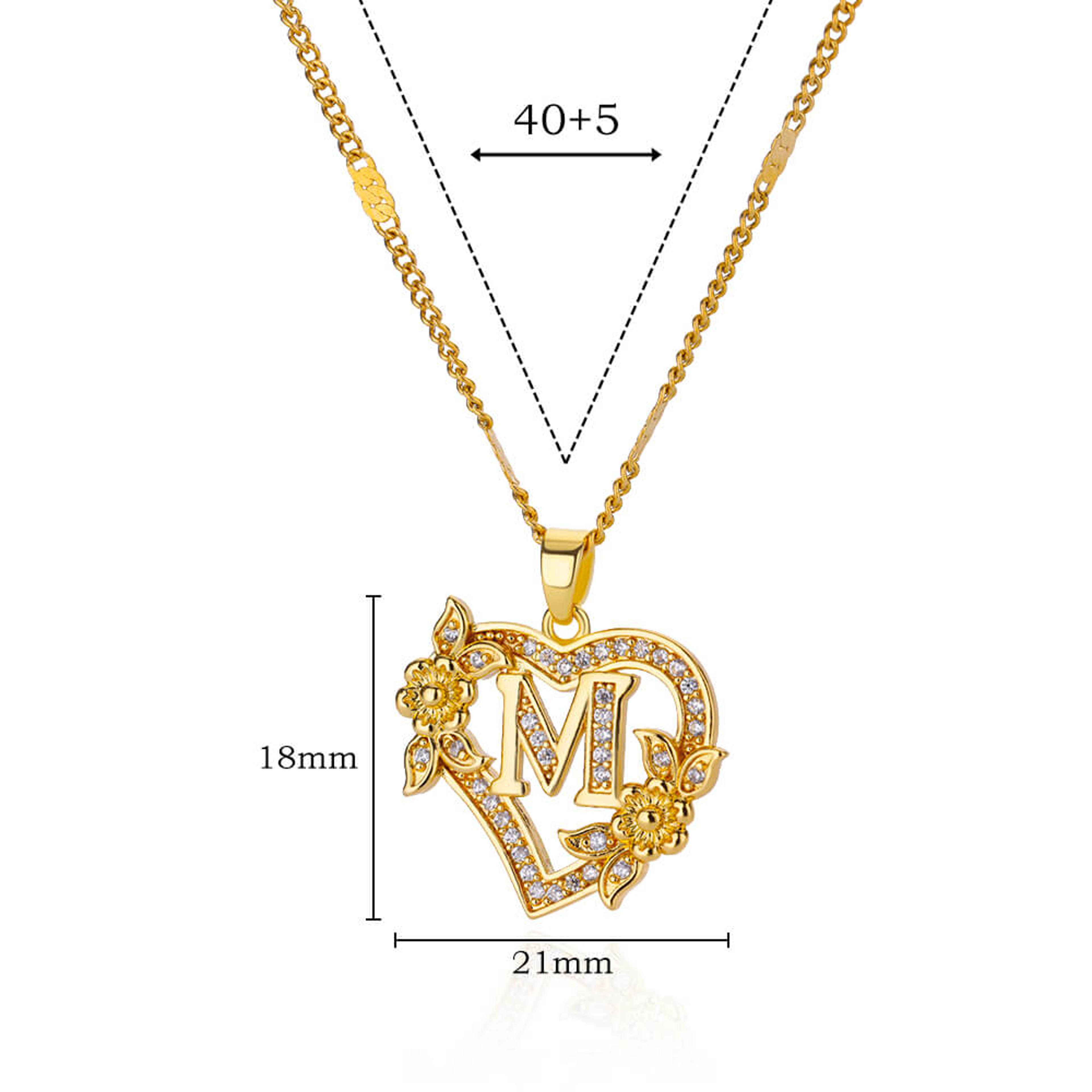 Initial Heart Pendant With Zircon Flower Stainless Steel Design For Women 0