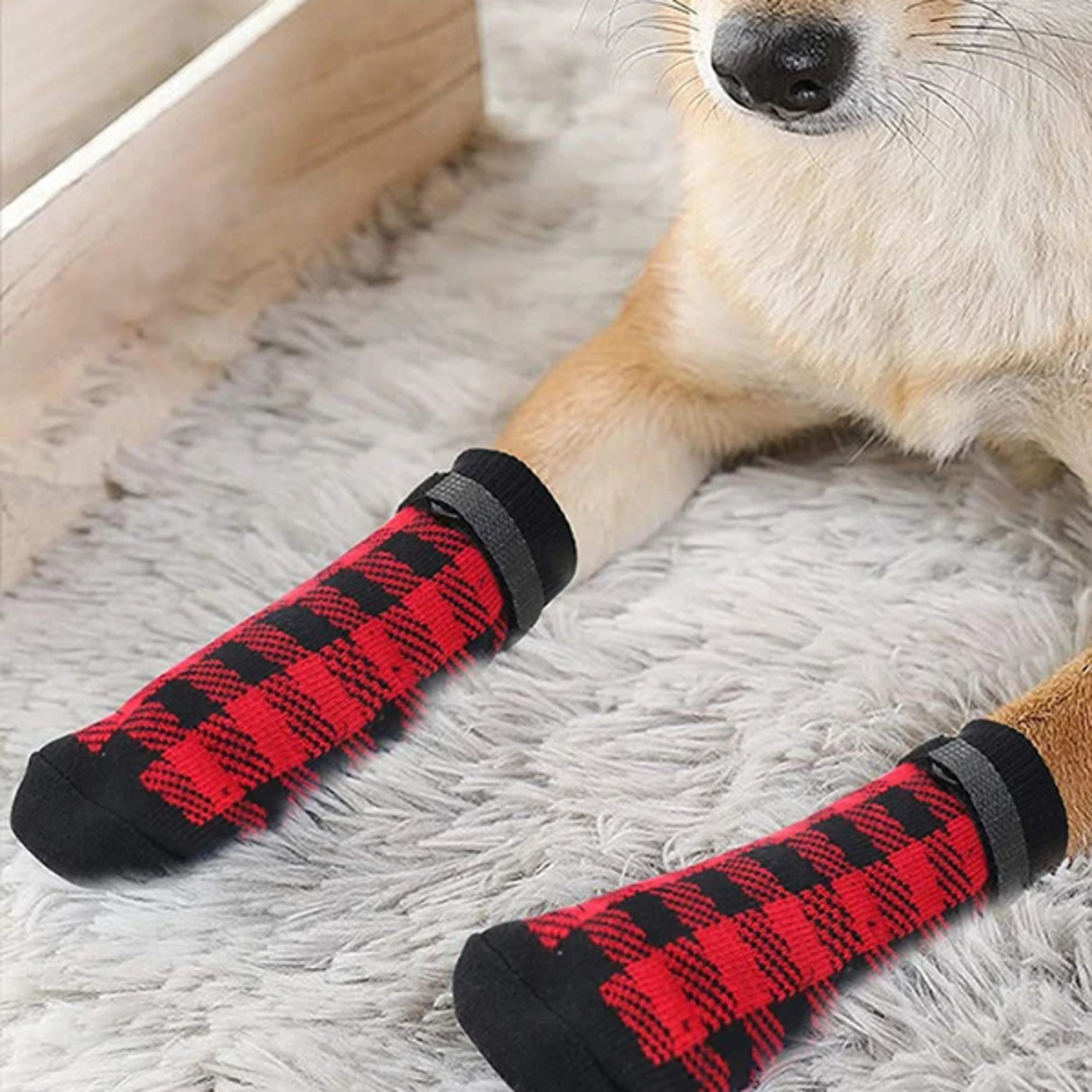 4PCS Double Side Anti Slip Dog Socks 1