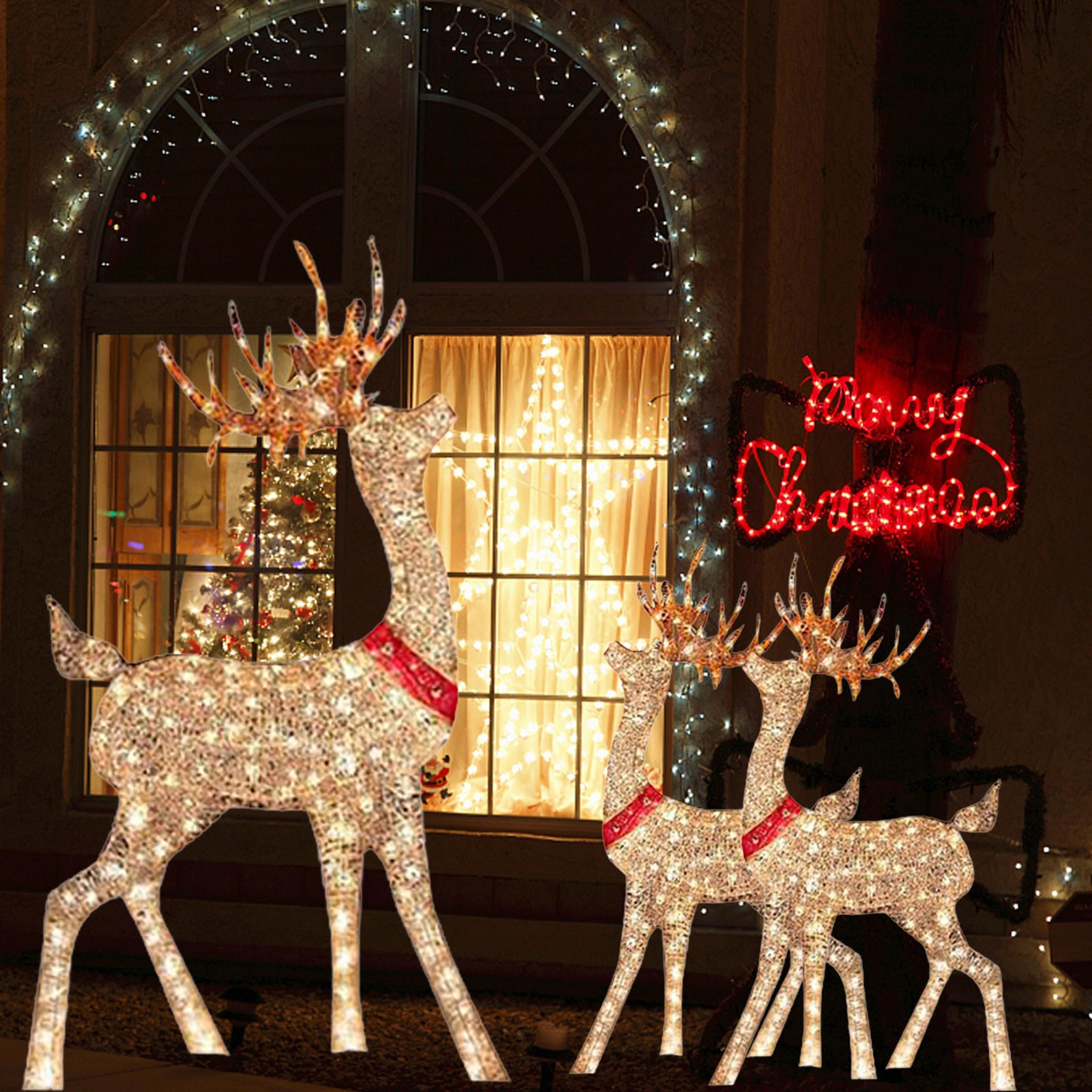 Lighted Christmas Deer Sleigh Outdoor Yard Decoration Winter Decoration For Front Yards 6
