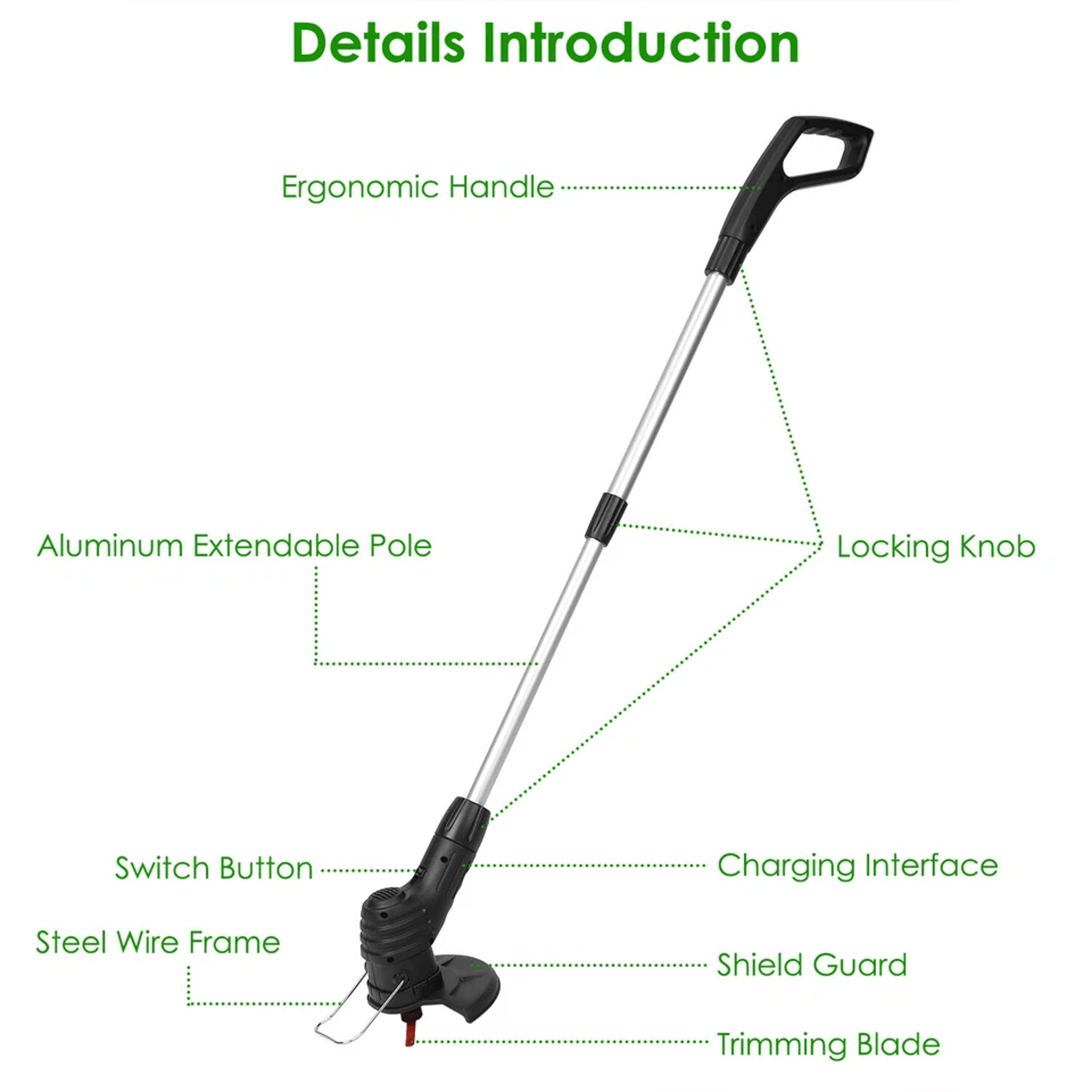 Electric Weed Grass String Trimmer Mower Portable Garden Lawn Grass Edger With Rechargeable Battery