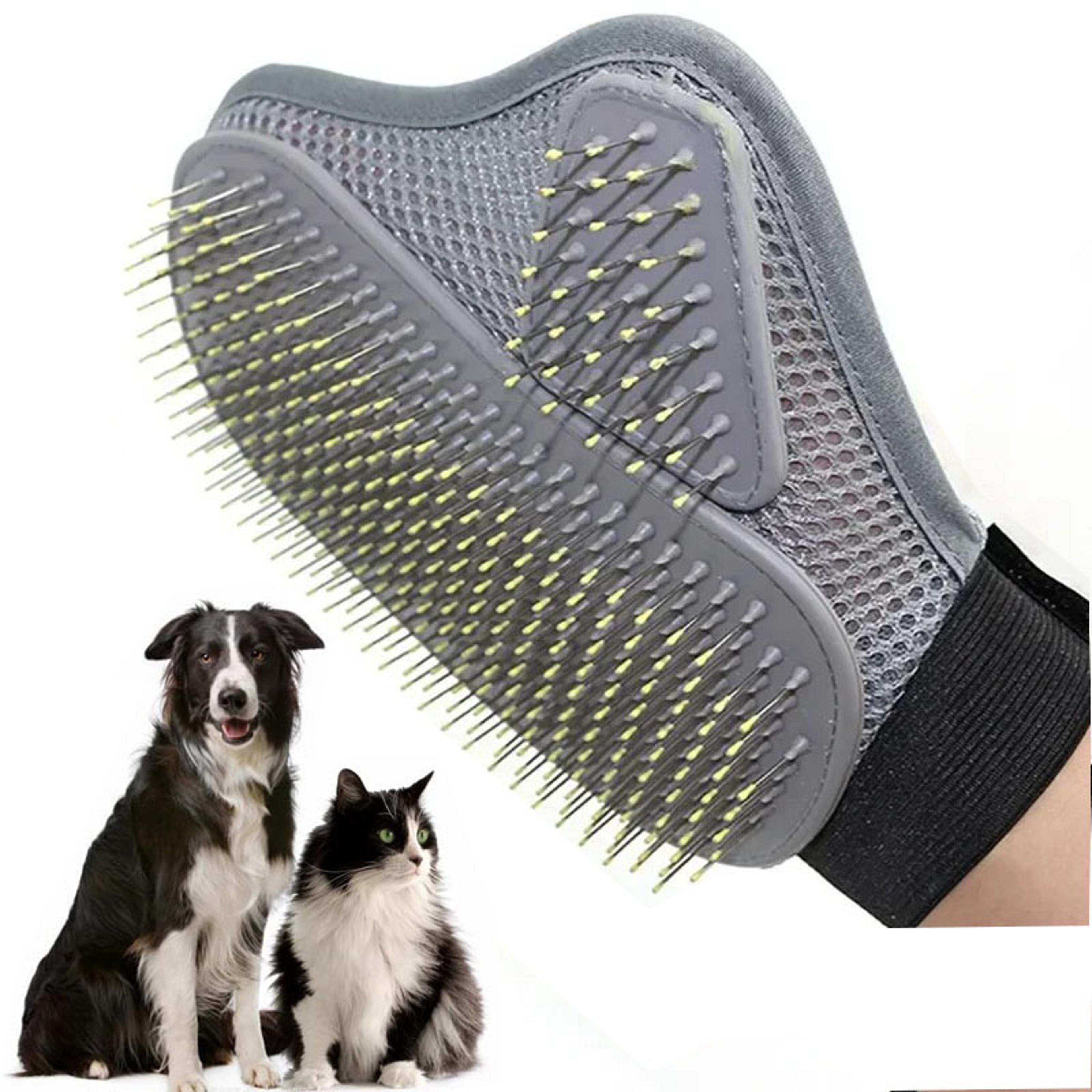 gentle pet grooming glove for dog cat hair removal and deshedding