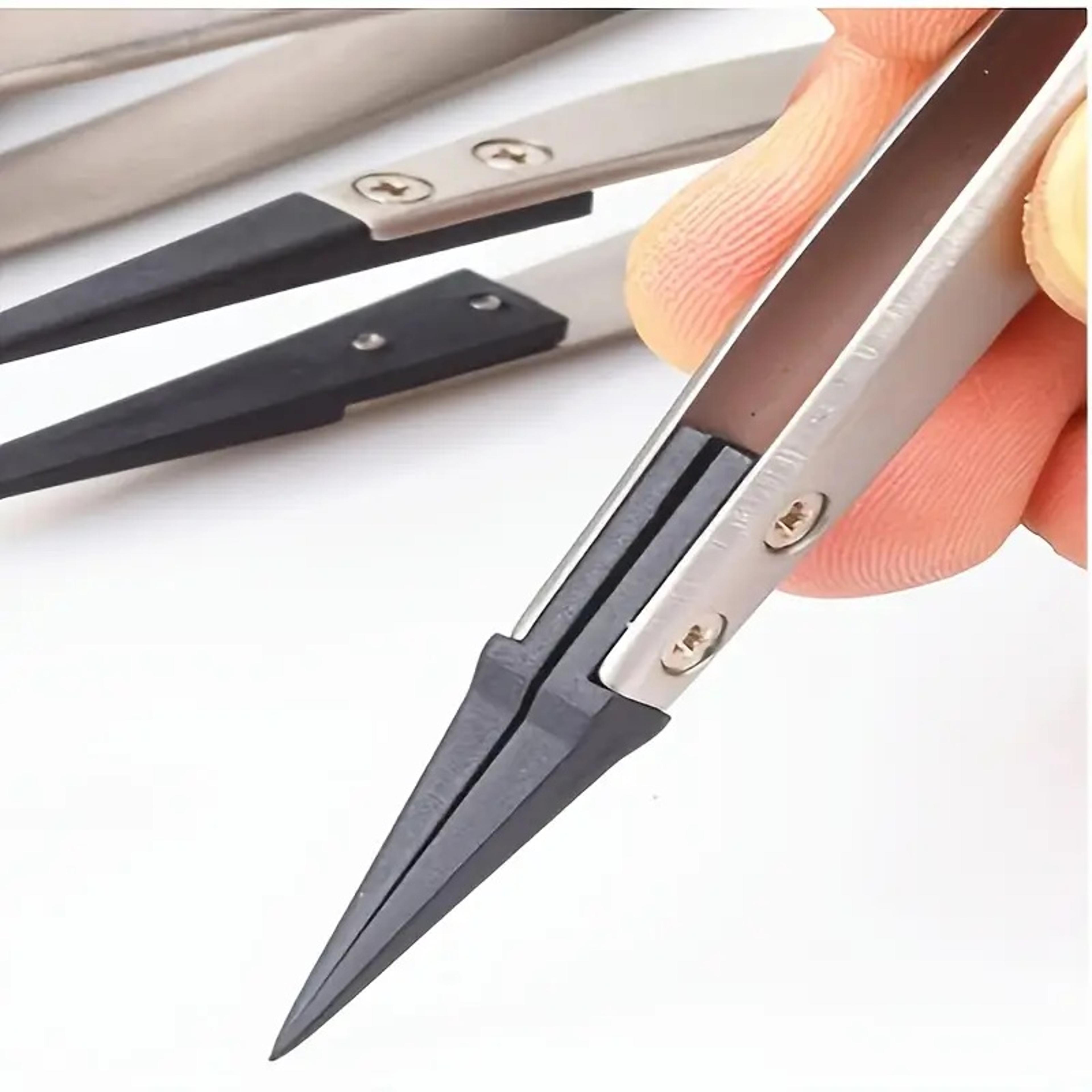 professional esd safe precision tweezers heavy duty anti static tool for electronics & jewelry repair