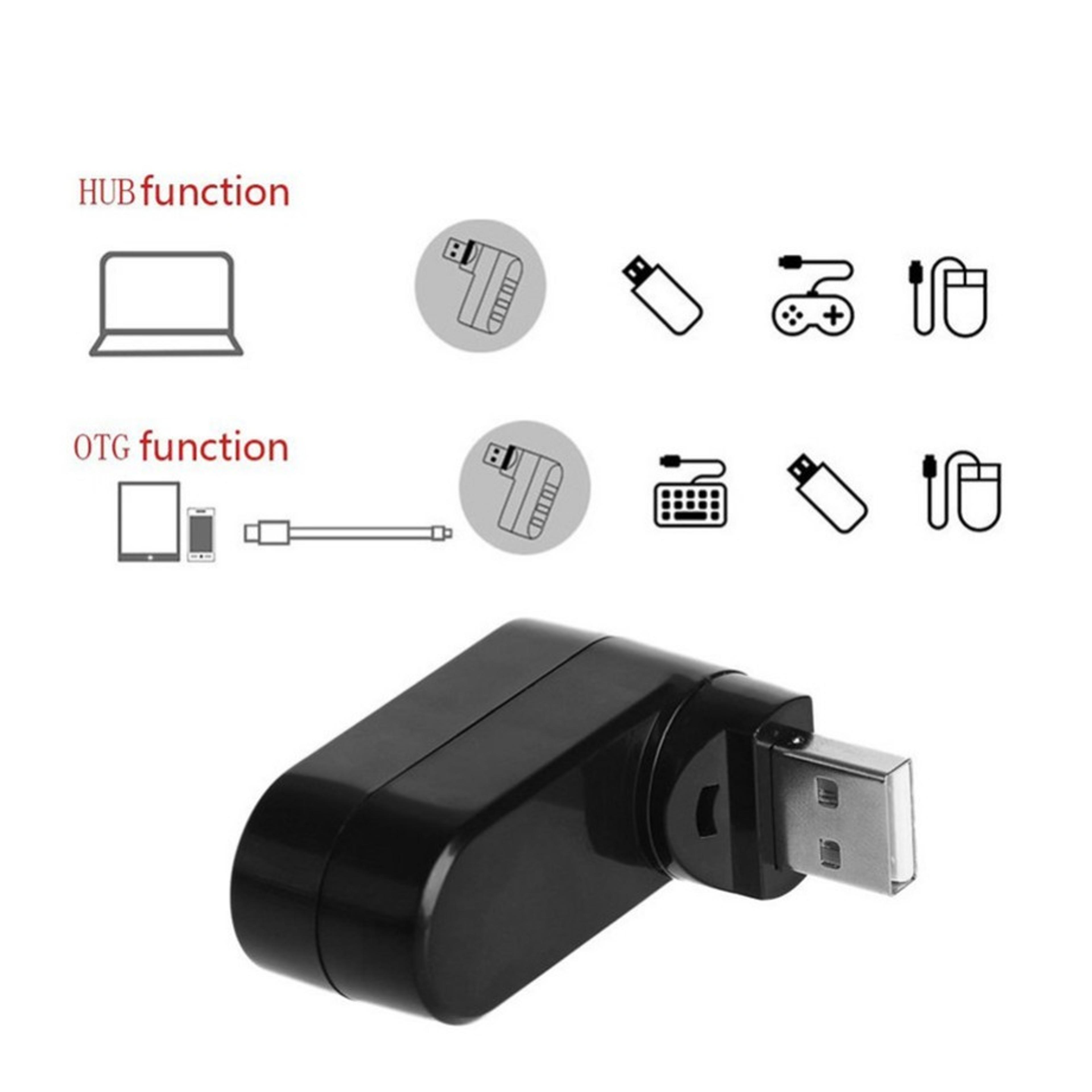 Premium Rotatable USB Hub Adapter 3 Port High Speed USB Splitter For PC Laptop  Mac Accessories 1