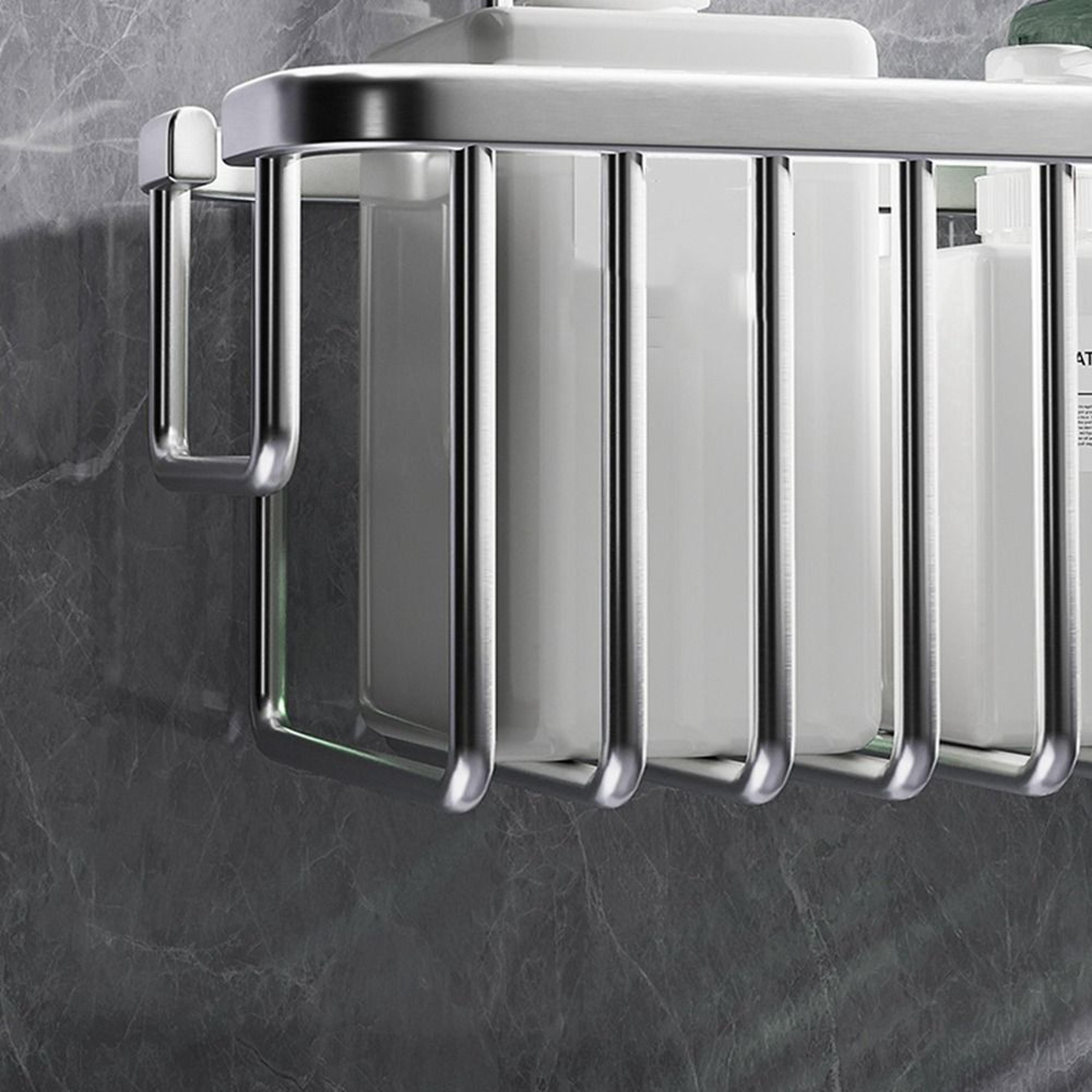 Rustproof Hanging Shower Caddy Organizer With Hooks  Large Capacity Storage Shelf 2