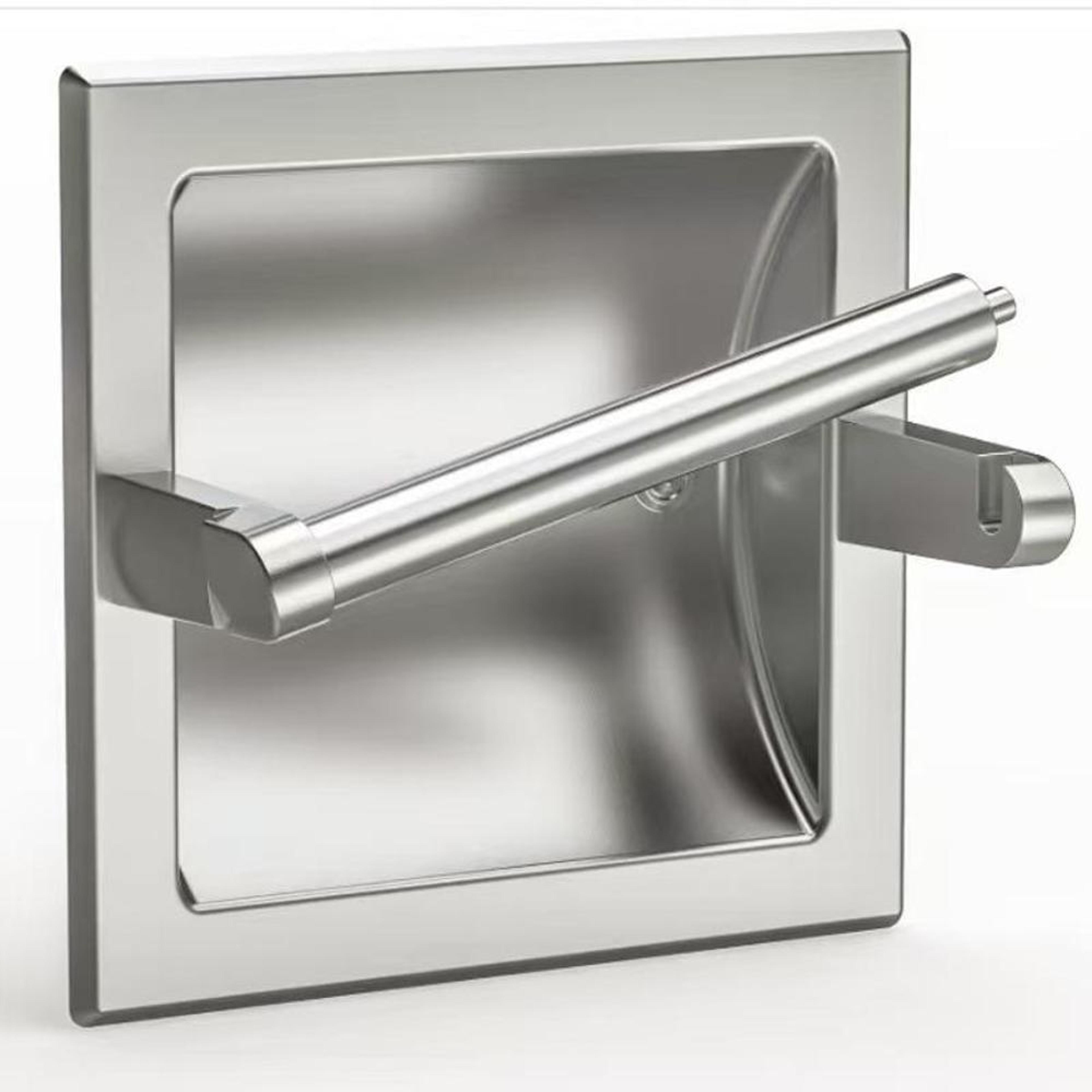 Premium Matte Black Recessed Toilet Paper Holder Wall Mounted Metal Bathroom Roll Dispenser 4