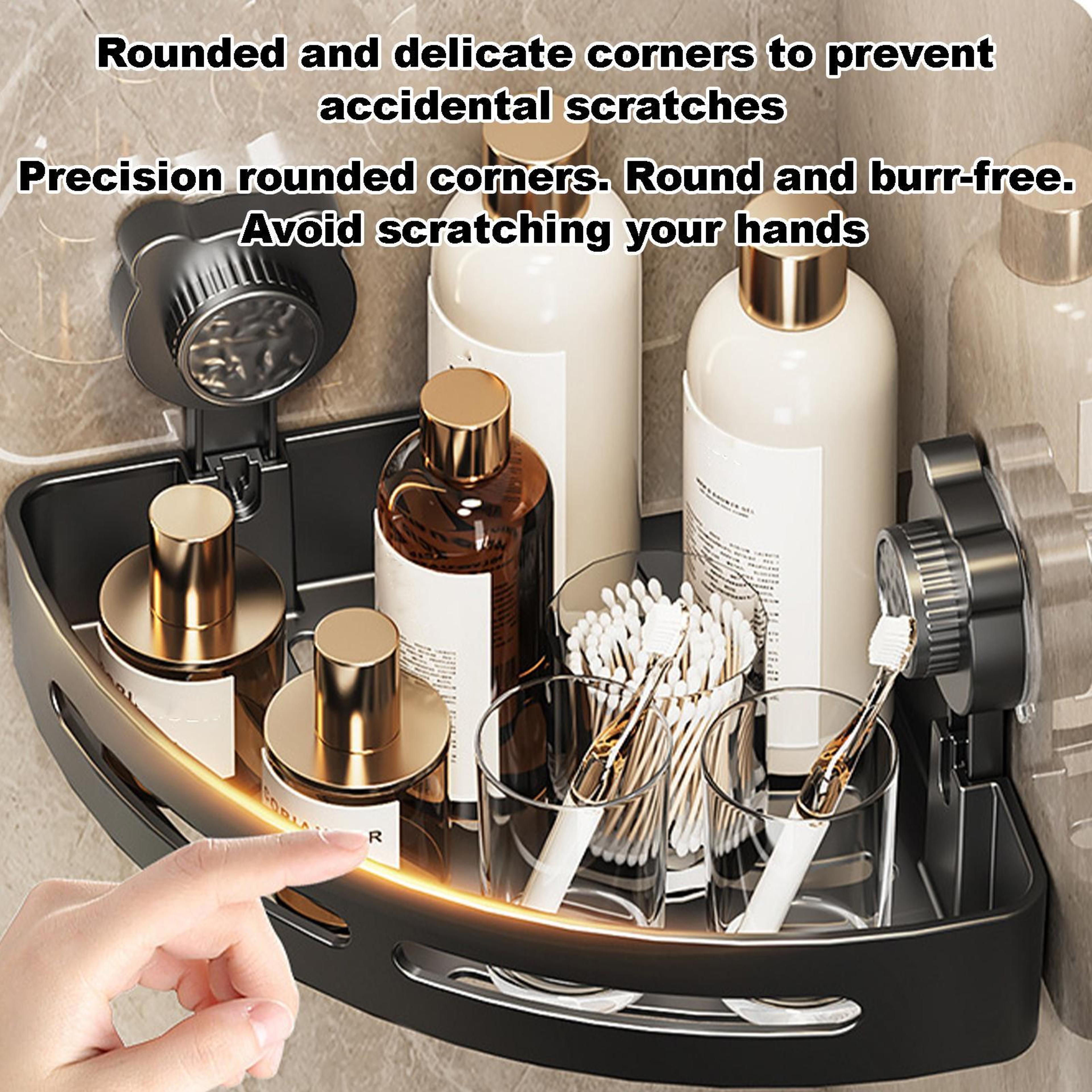 AquaCorner Suction Shower Caddy Shelf No Drill Corner Bathroom Organizer Rack 3
