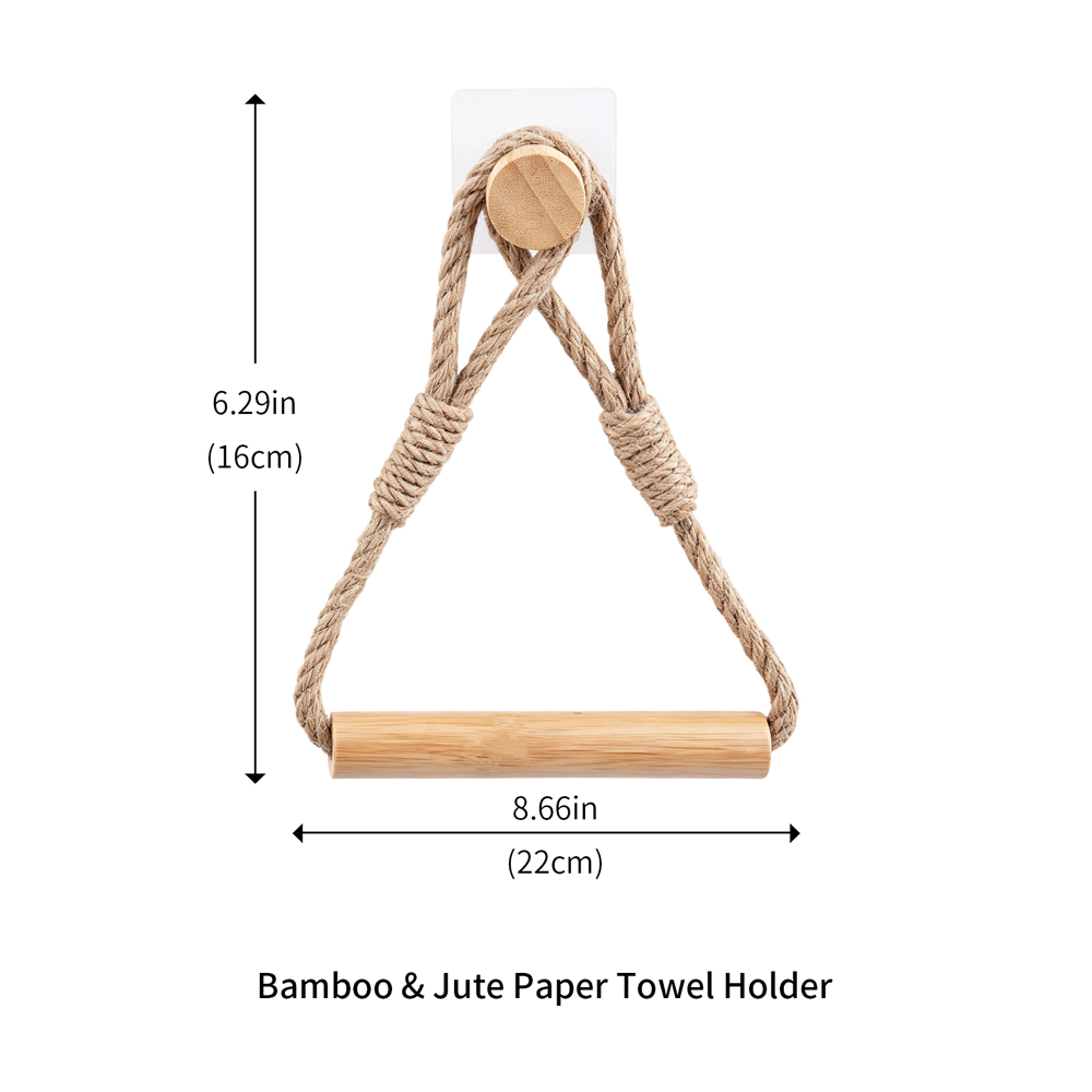 Natural Hemp Rope Toilet Paper Holder  No Drill Wall Mount Towel Rack With Bathroom Storage Shelf 6