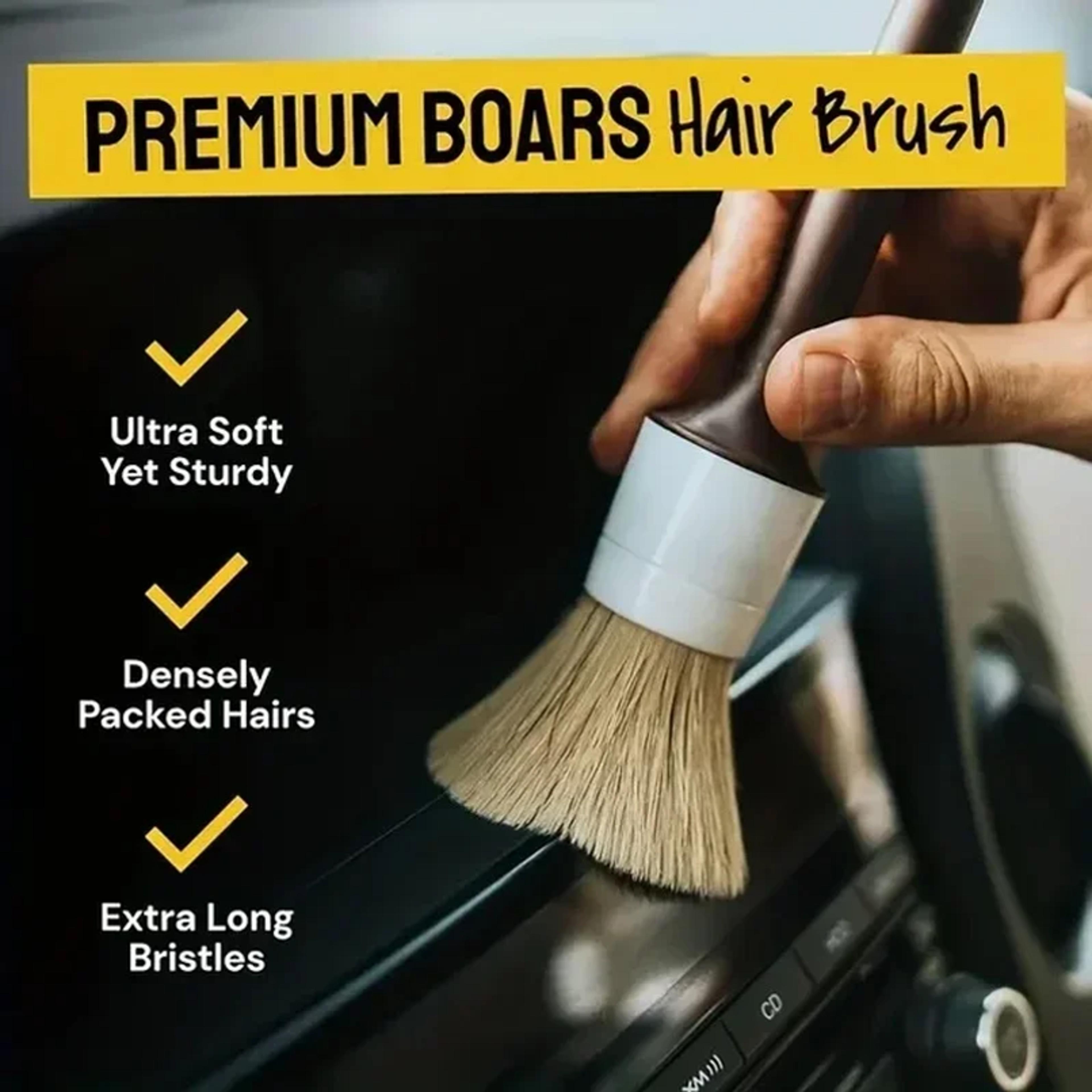 Premium Car Detailing Brush Set Soft Boar Hair Bristle Car Cleaning Brush Kit 4