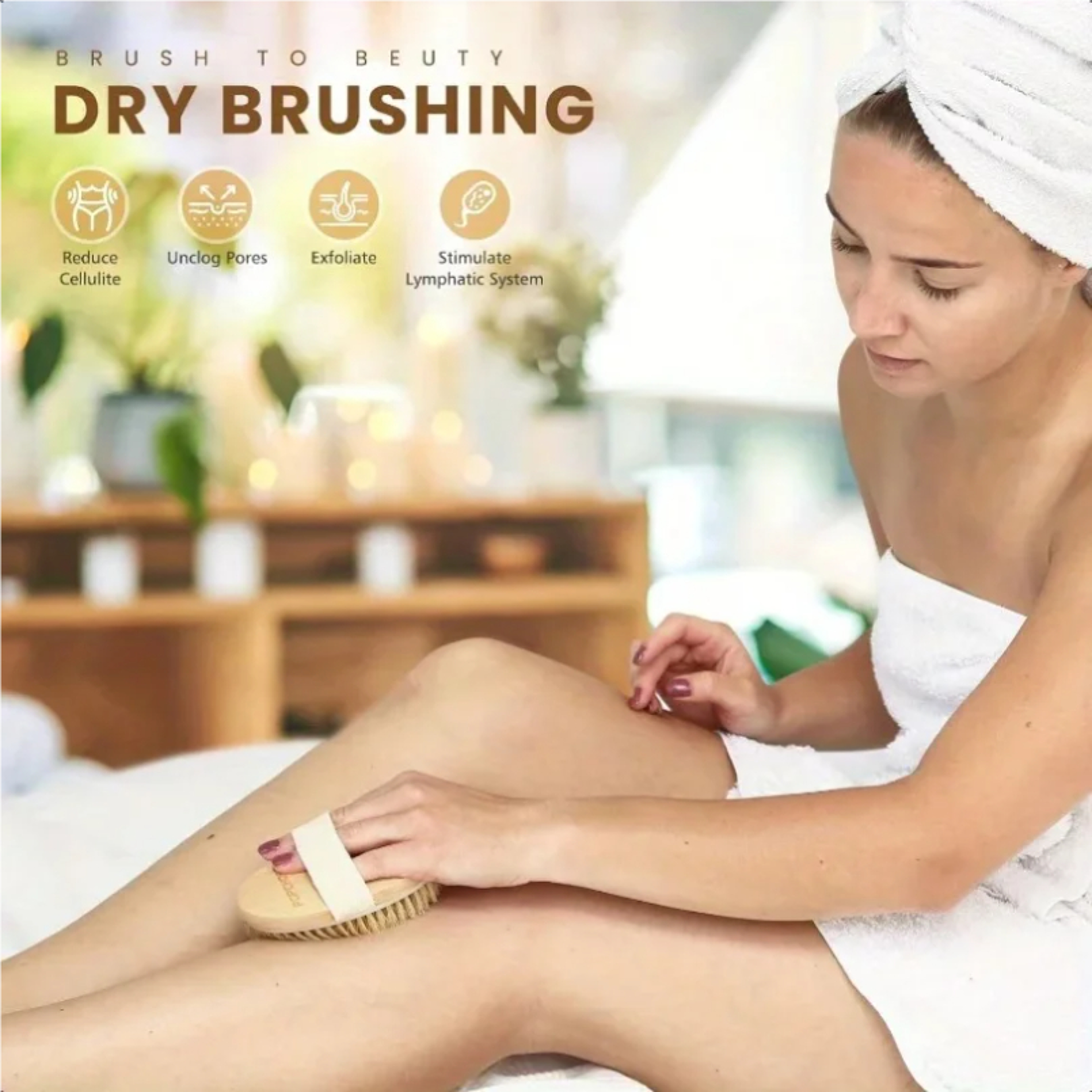 Natural Bristle Body Exfoliating  Dry Brush Massage Tool For Smooth Skin 2