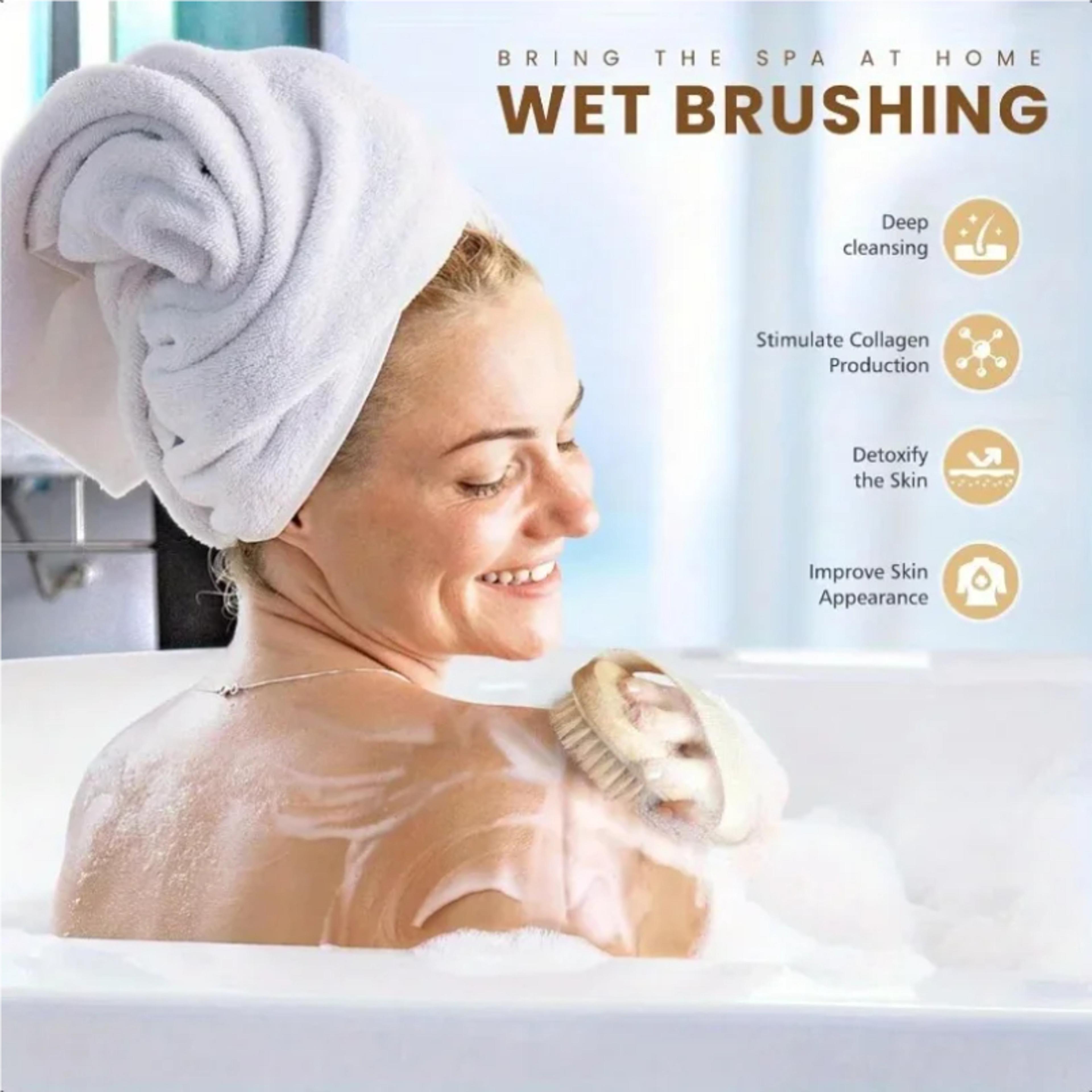Natural Bristle Body Exfoliating  Dry Brush Massage Tool For Smooth Skin 3