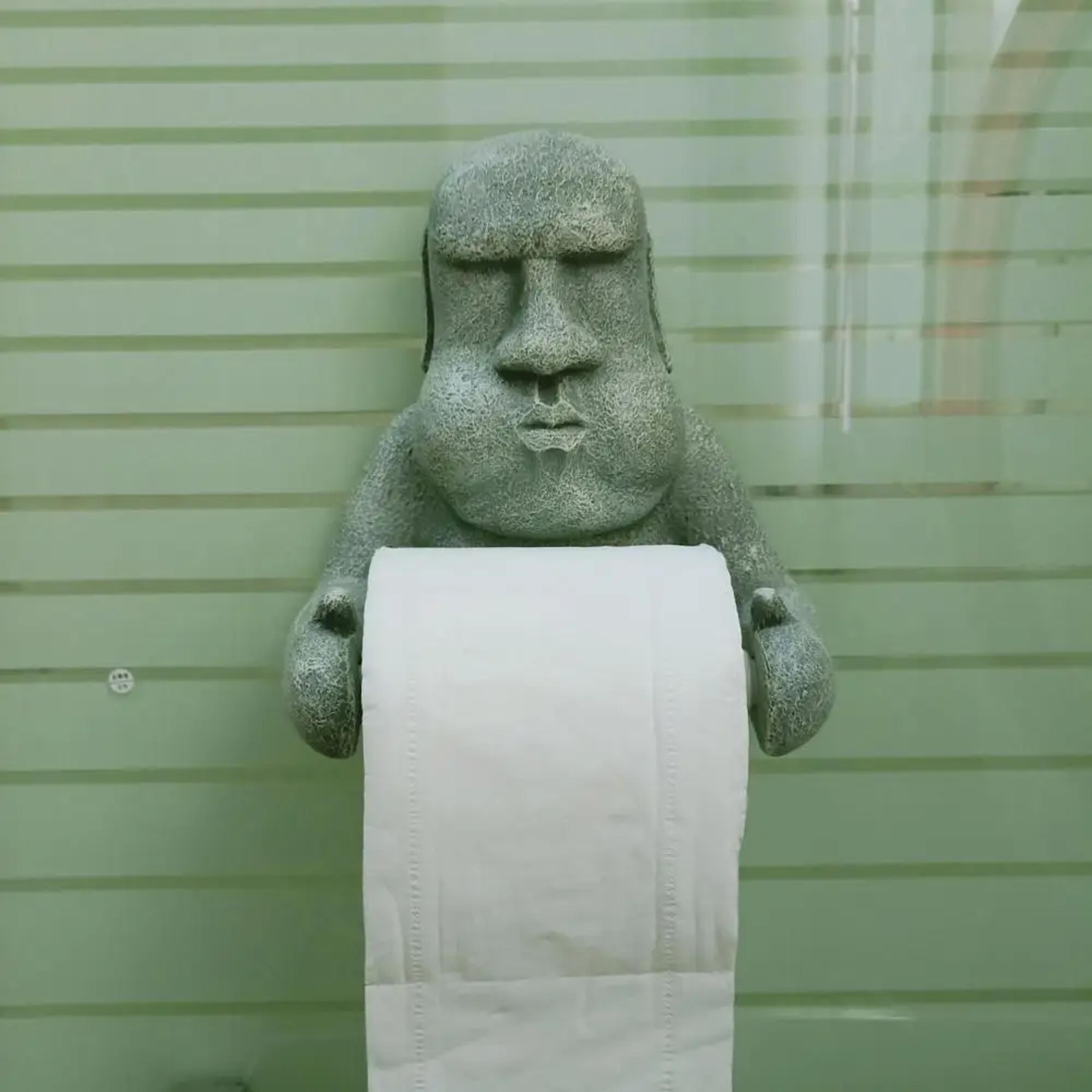 Moai Statue Toilet Paper Holder Wall Mount Decorative Bathroom Tissue Storage Shelf 1