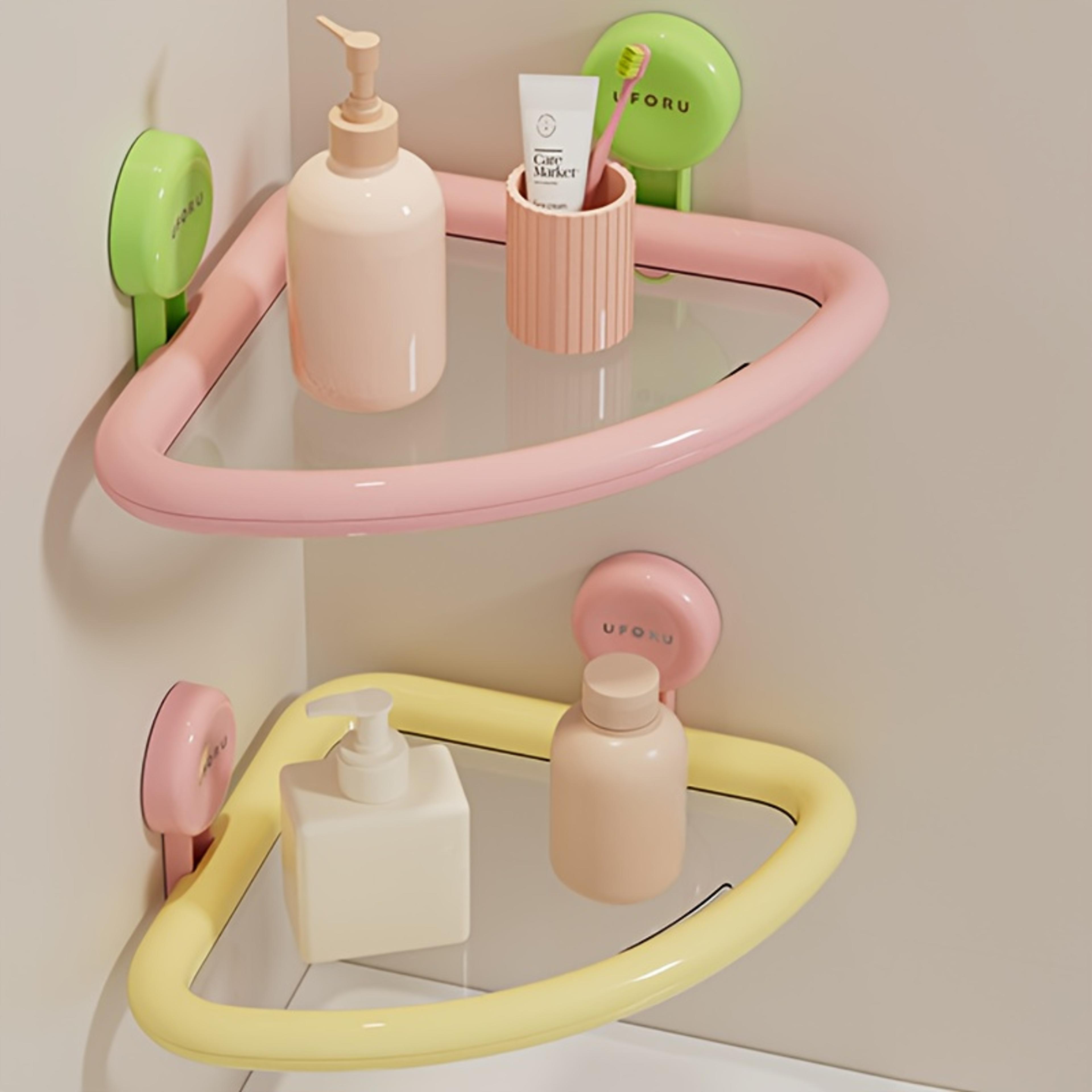 Premium Bathroom Storage Rack Drill Free Suction Cup Shower Rack Corner Shelf Organizer 1