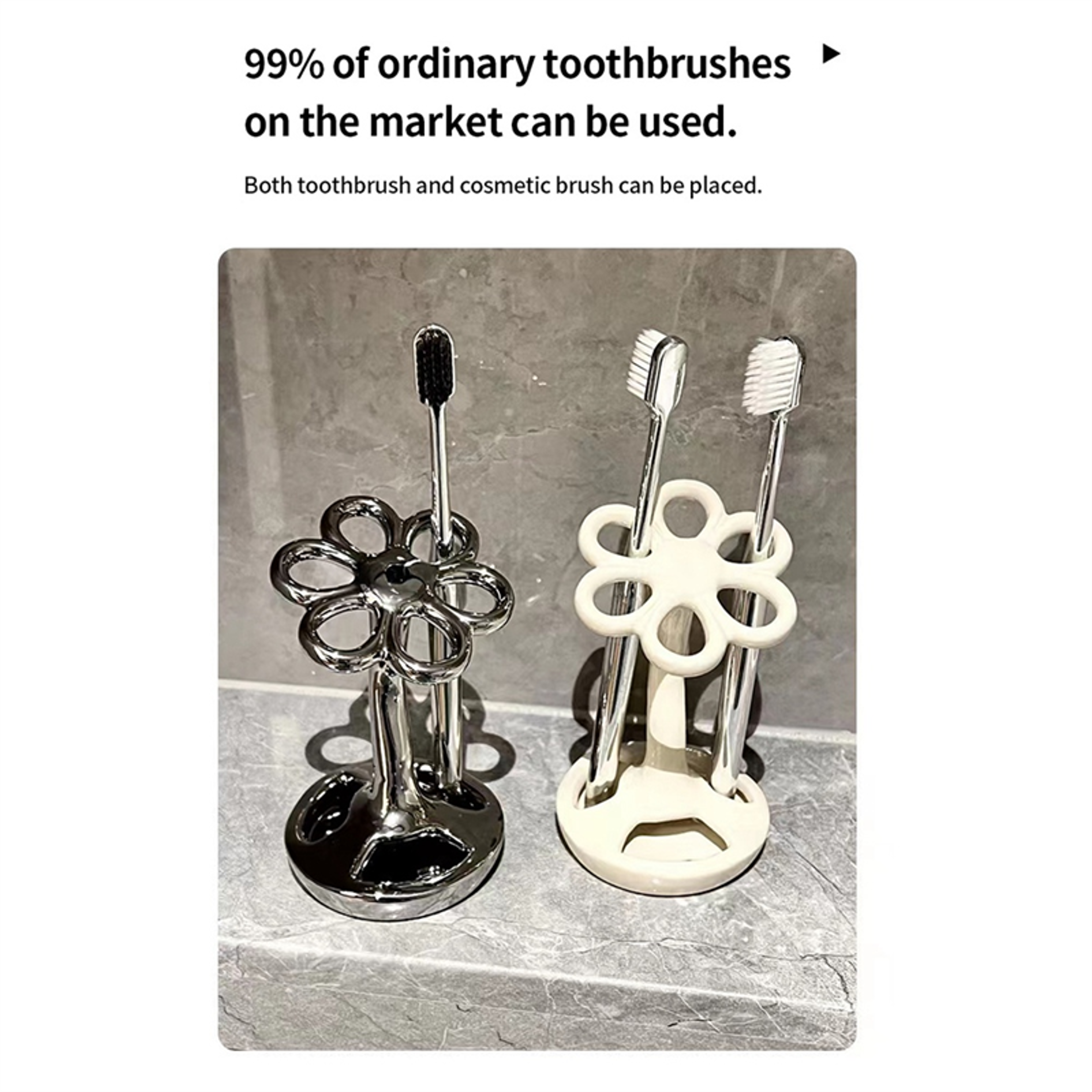 BloomPetal Ceramic Toothbrush Holder  Makeup Brush Organizer With 6 Slots 1