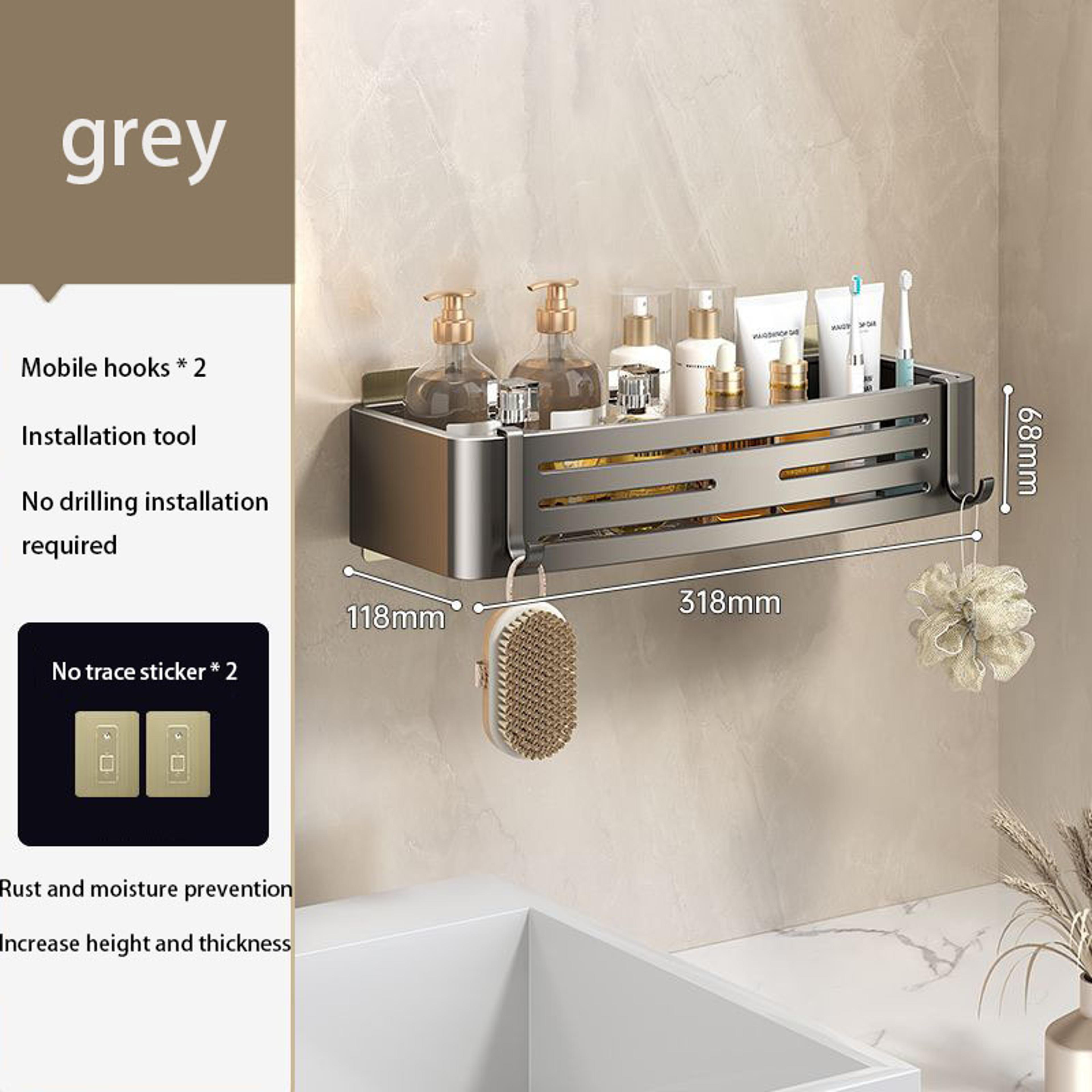 AquaSpace No Drill Shower Shelf Corner Caddy With Towel Bar  Aluminum Storage Rack 5