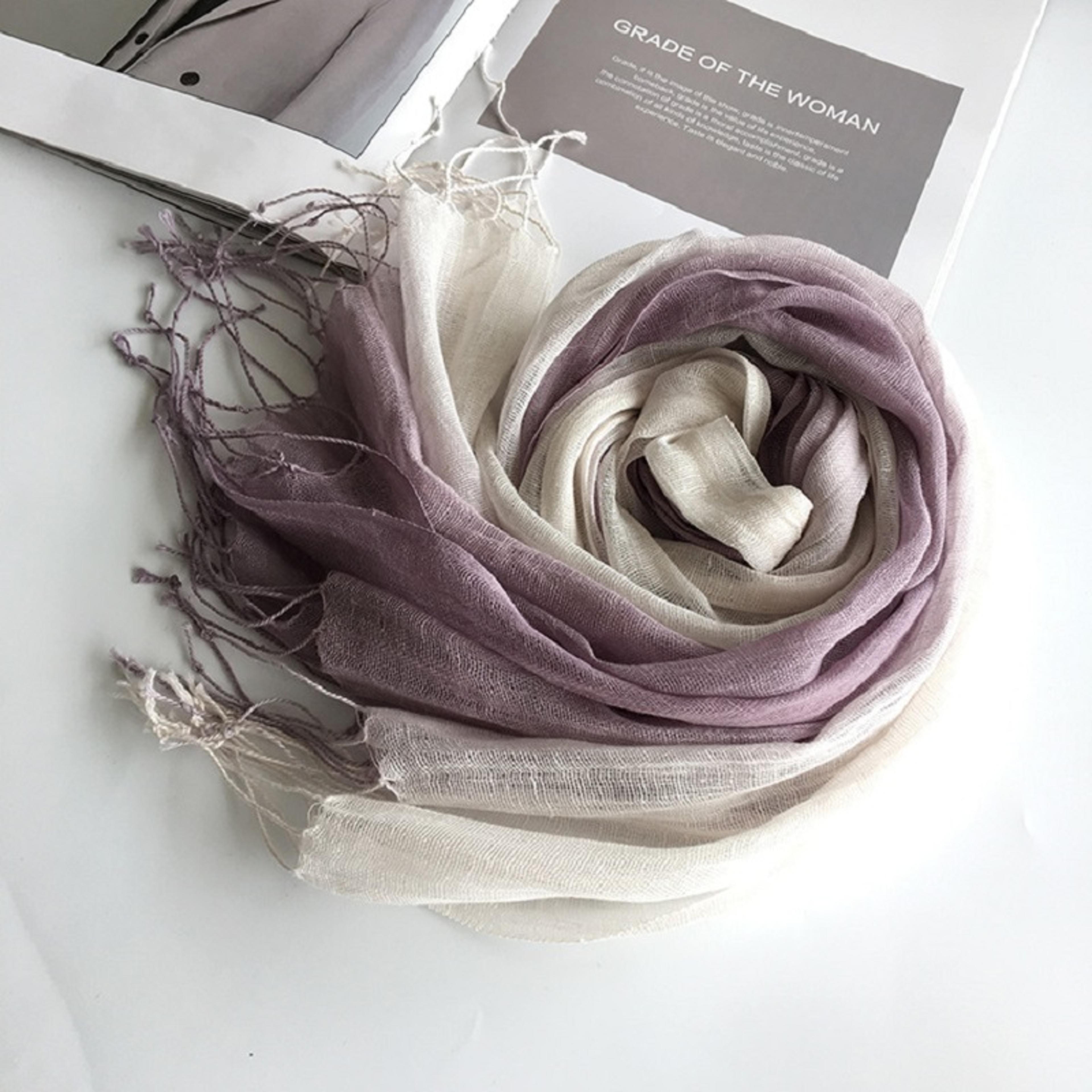 Elegant Women Gradient Linen Scarf Lightweight Spring Summer Fashion Wrap 4
