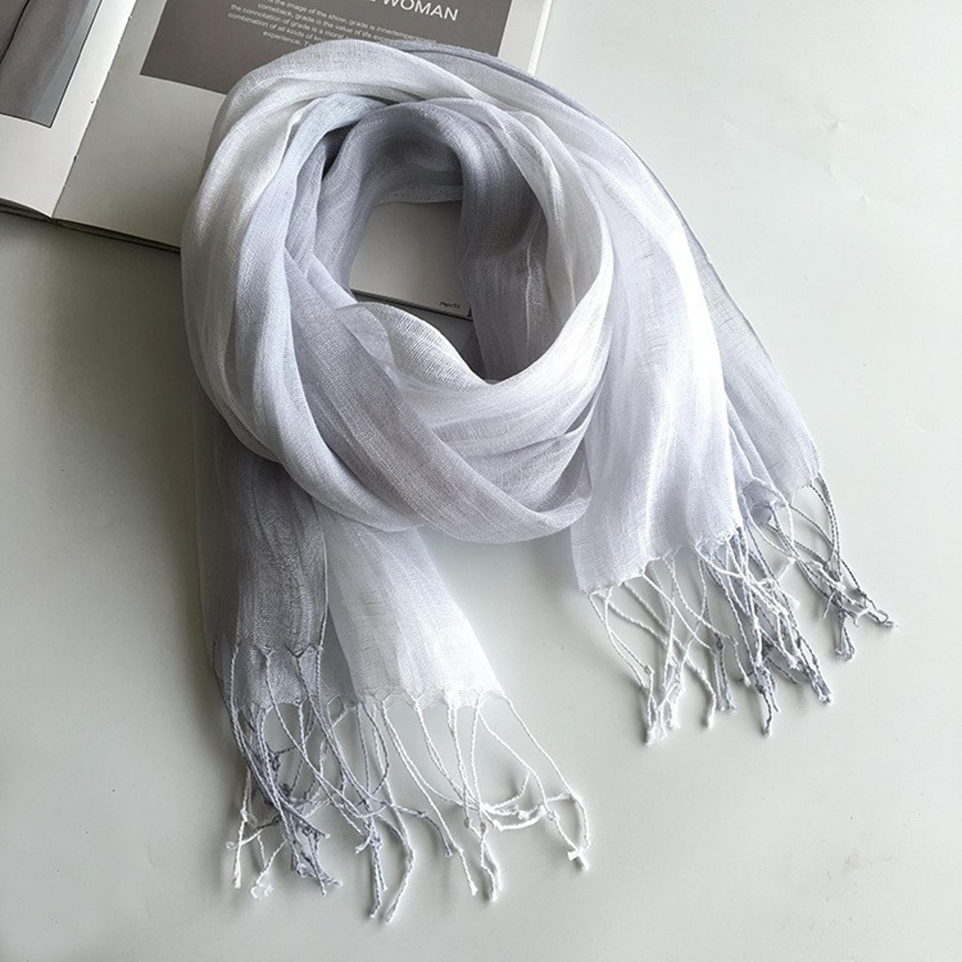 Elegant Women Gradient Linen Scarf Lightweight Spring Summer Fashion Wrap 5