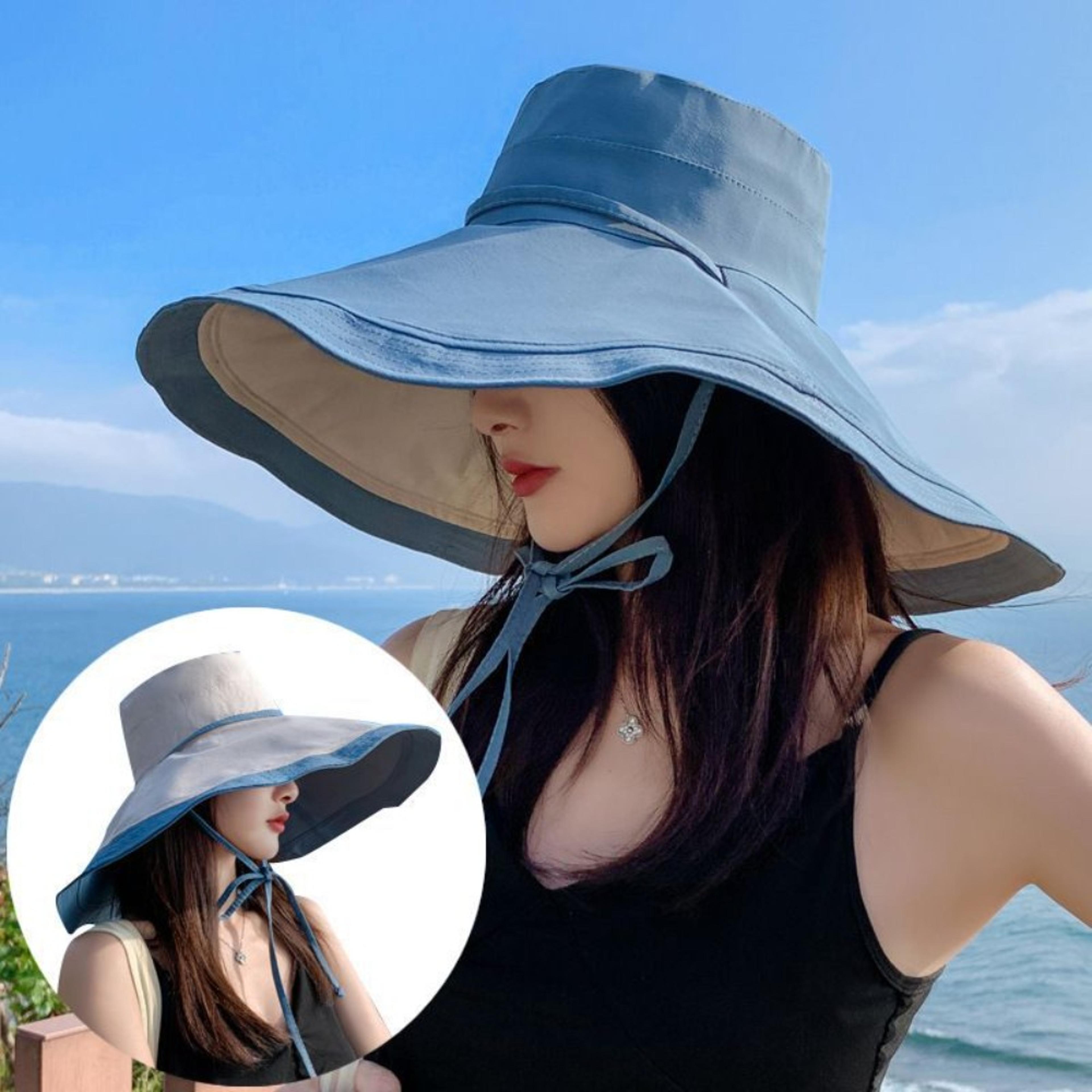 Reversible Wide Brim Sun Protection Hat For Women Foldable UV Travel Bucket Hat 1