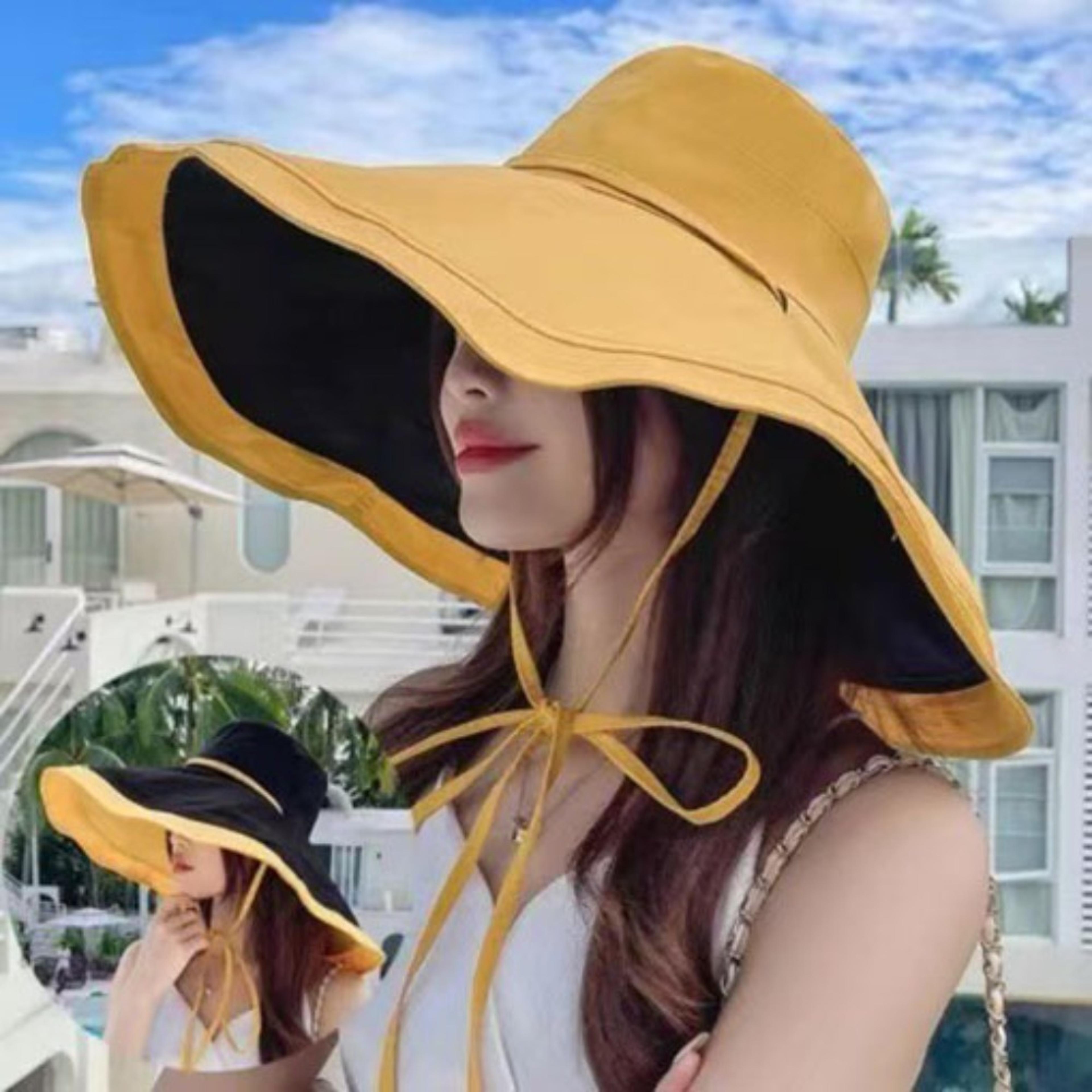 Reversible Wide Brim Sun Protection Hat For Women Foldable UV Travel Bucket Hat 3