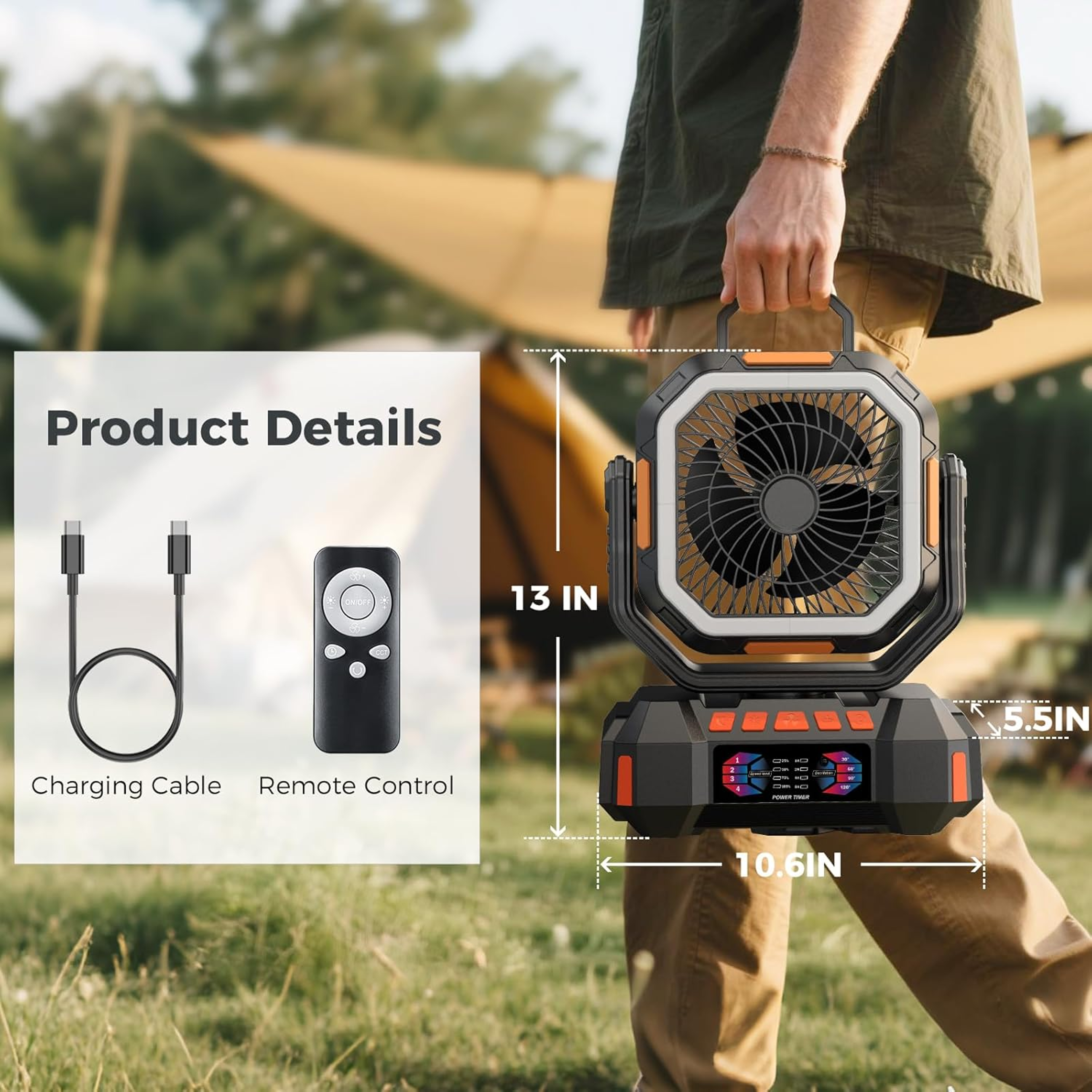 EverCool Portable Camping Fan With LED Lantern  Power Bank 4
