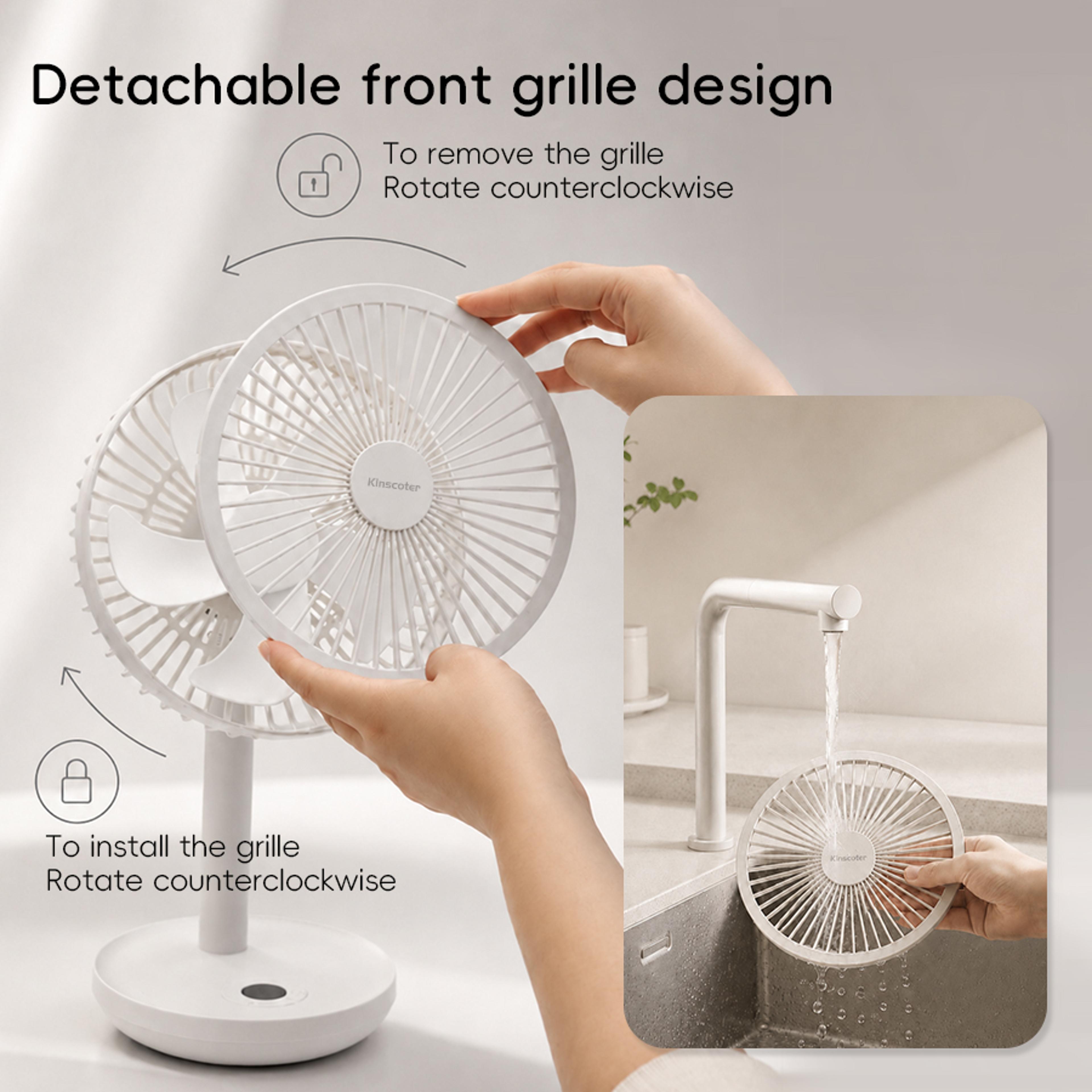 Smart Rechargeable Oscillating Desk Fan With 5 Speeds Silent USB Portable Cooling 4