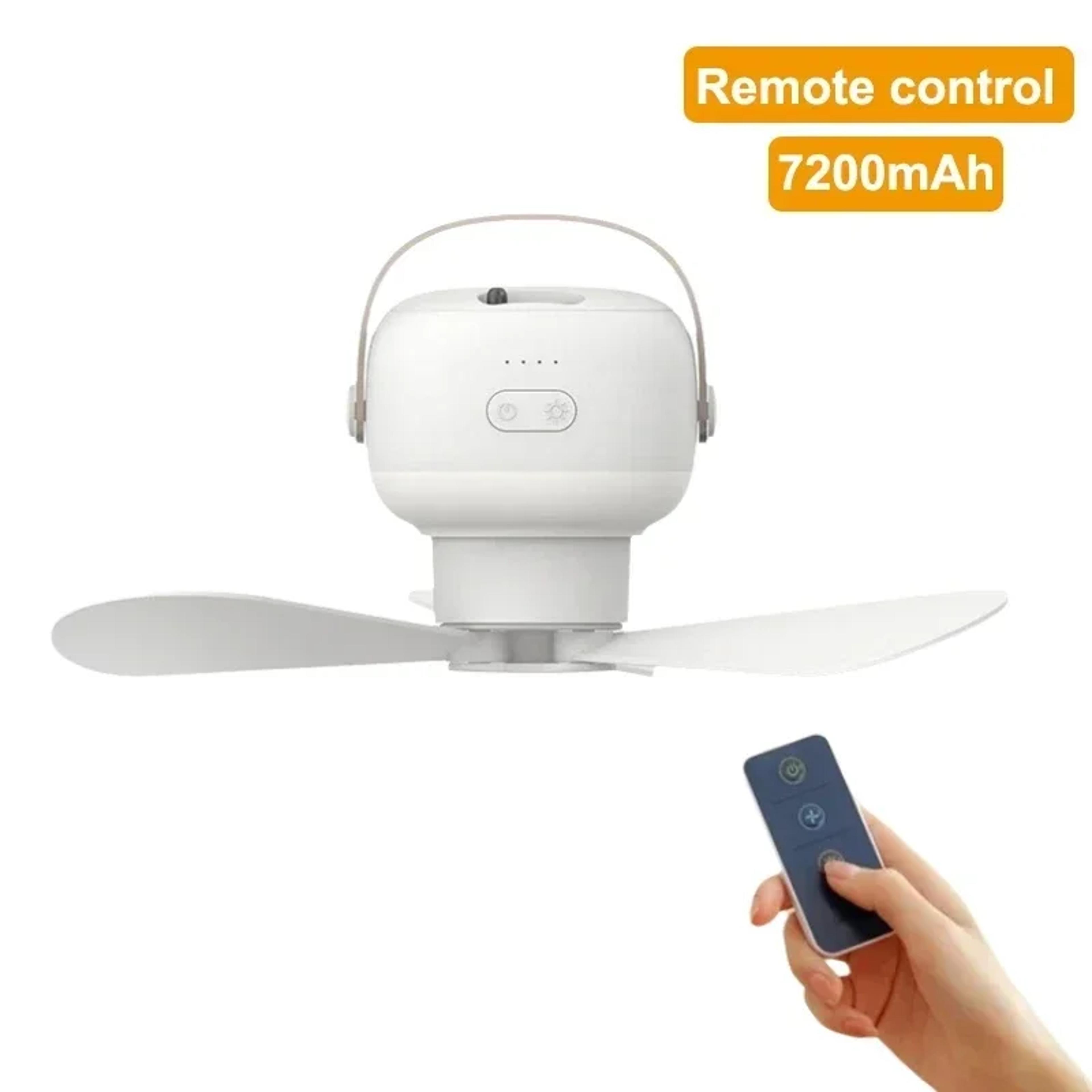 Rechargeable Portable Camping Ceiling Fan With LED Light  Remote Tent Ventilator Cooler 6