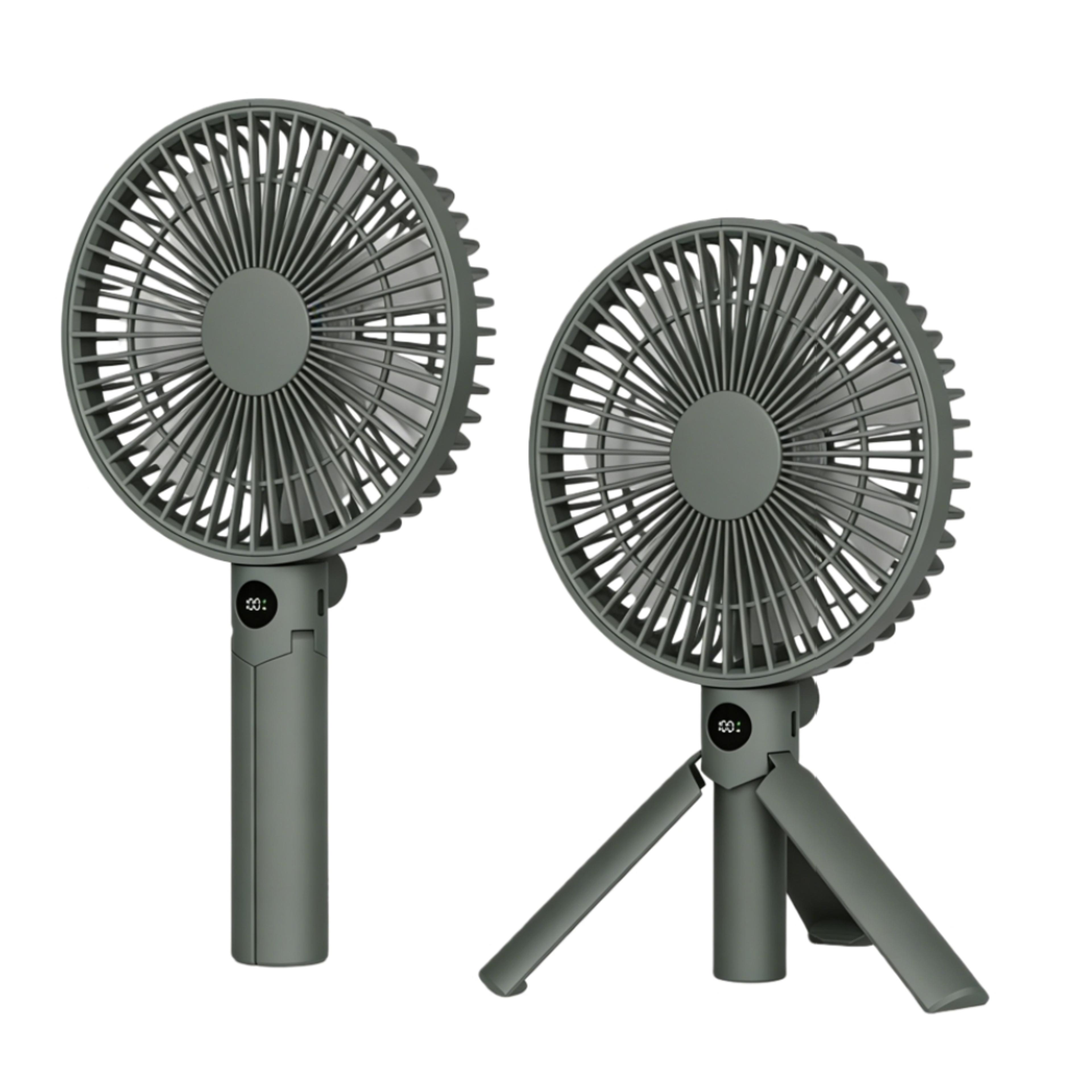Portable Rechargeable Fan With LED Digital Display  180 Adjustable Tripod Handheld Cooling Fan 1