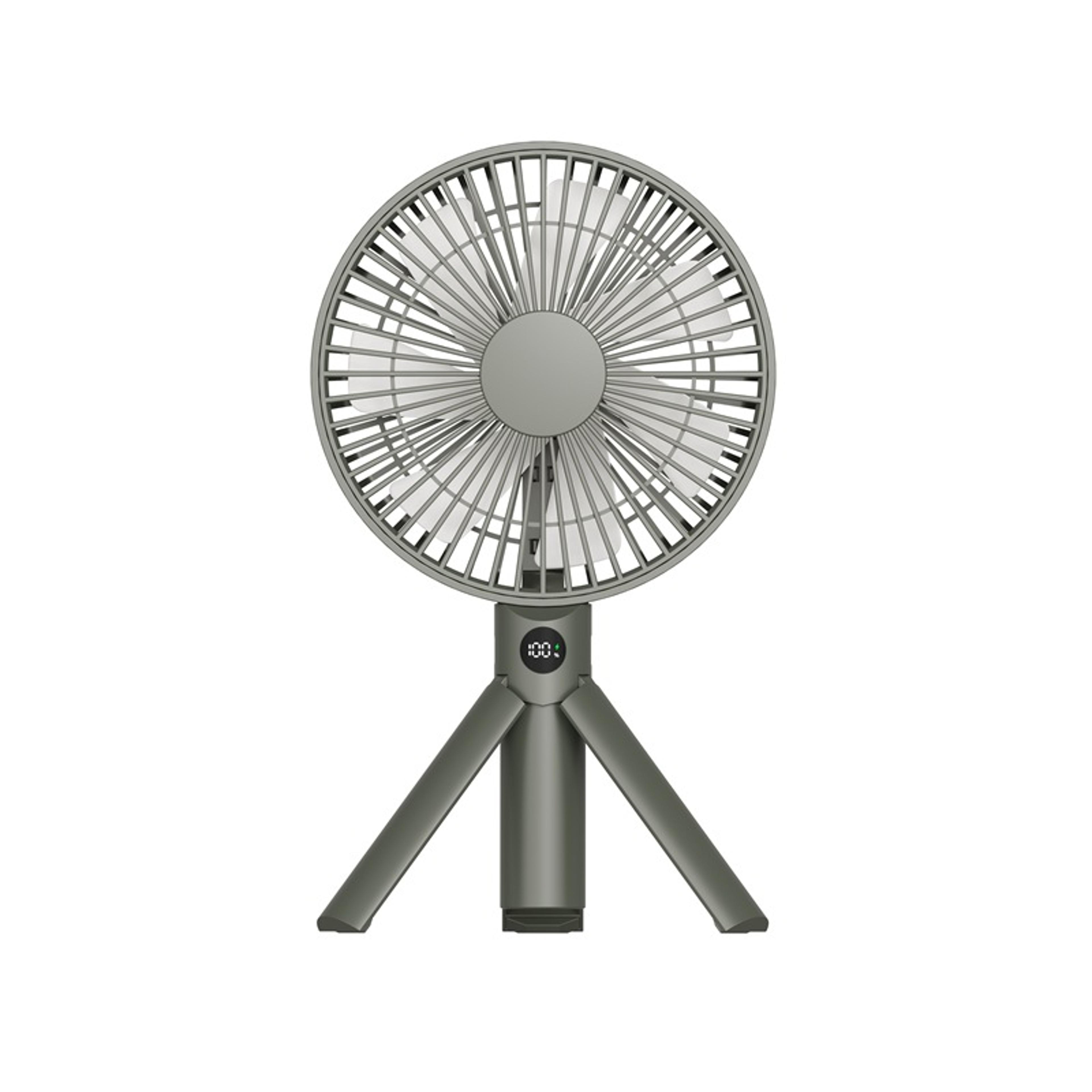 Portable Rechargeable Fan With LED Digital Display  180 Adjustable Tripod Handheld Cooling Fan 6