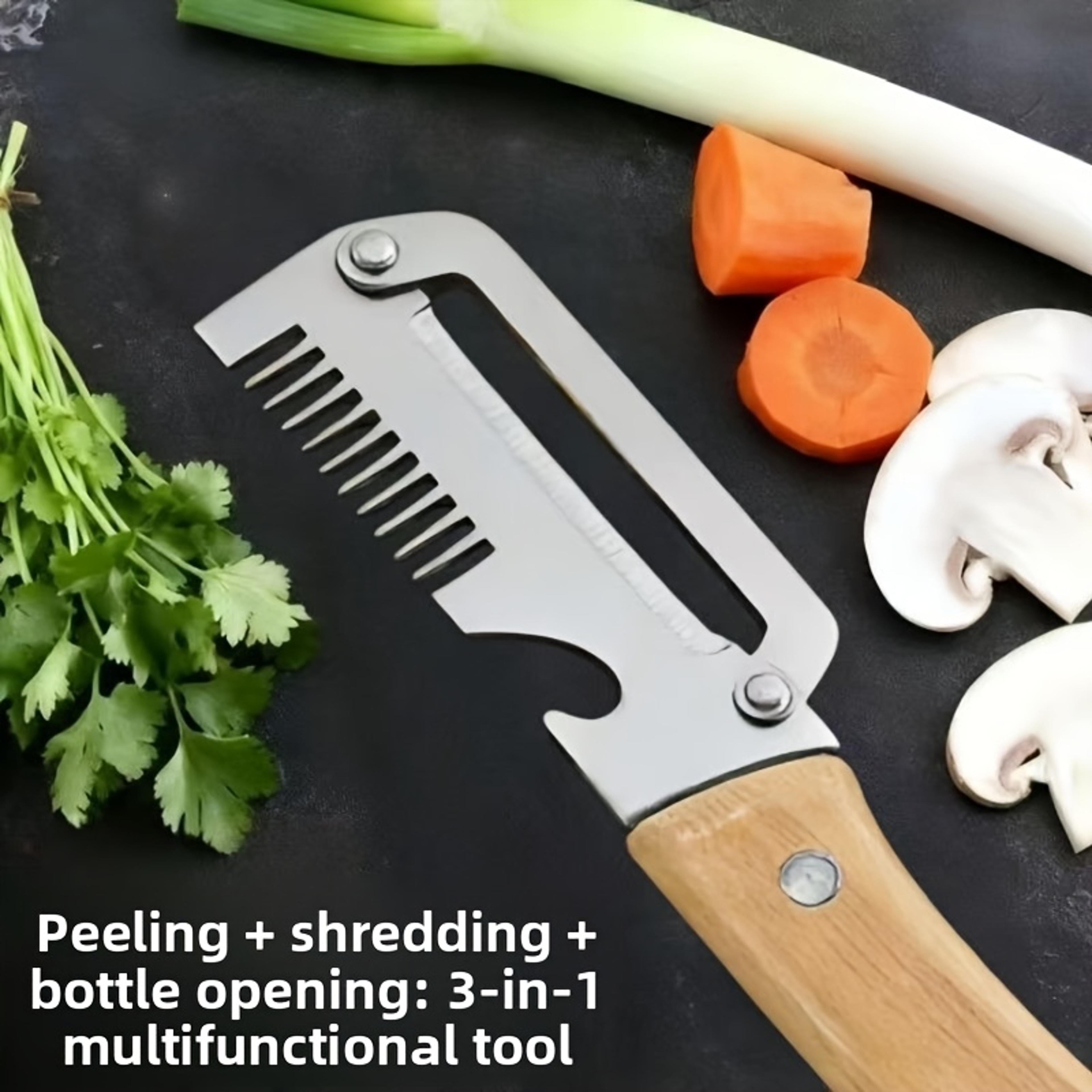 Premium Stainless Steel Vegetable Peeler With Non Slip Wooden Handle For Fruits  Potatoes 4