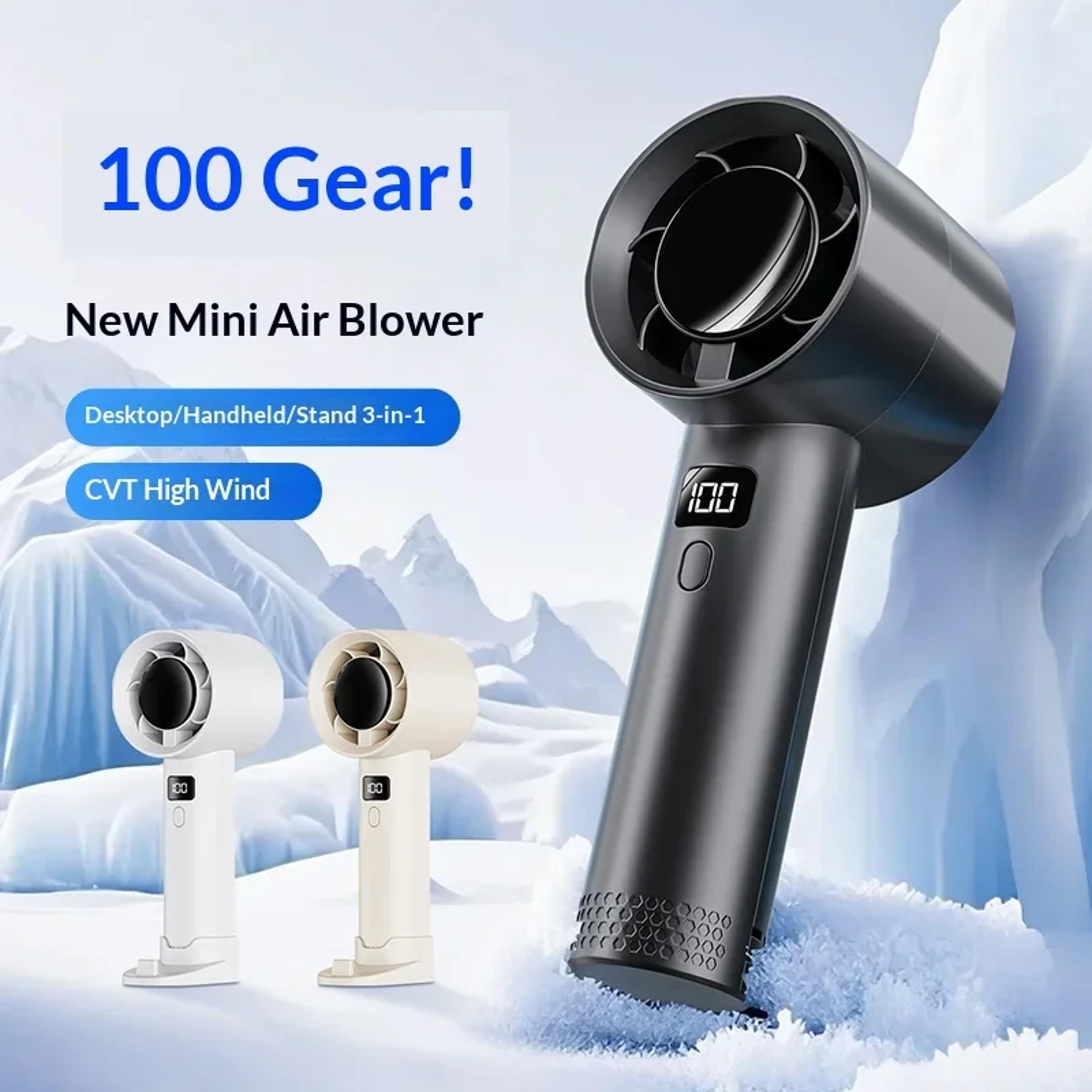Portable TurboBlaze Handheld Fan 100 Speed USB Rechargeable Bladeless Cooling Fan 1