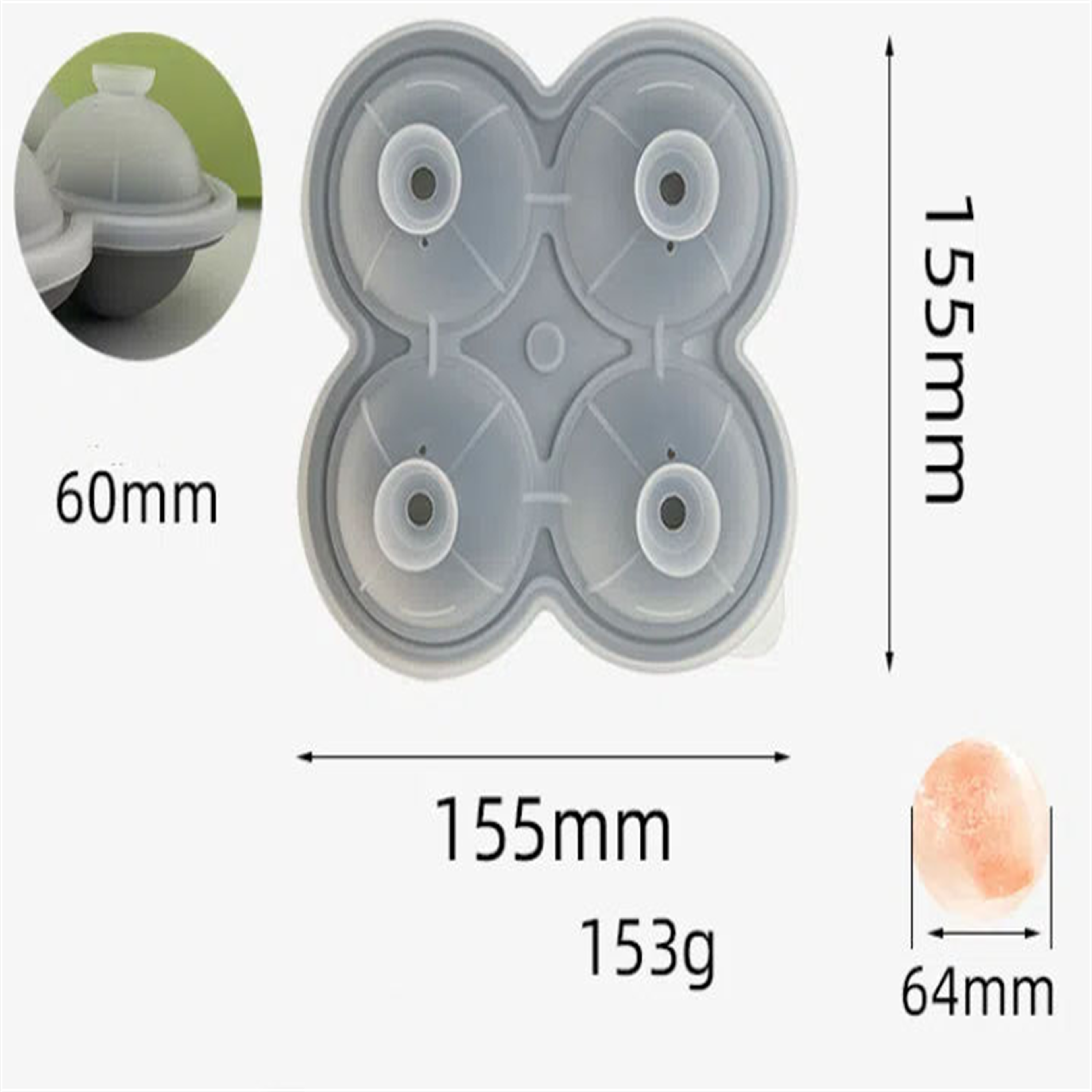 GlacierSphere Large Ice Cube Mold BPA Free Silicone Ice Cube Tray For Slow Melting Drinks 1