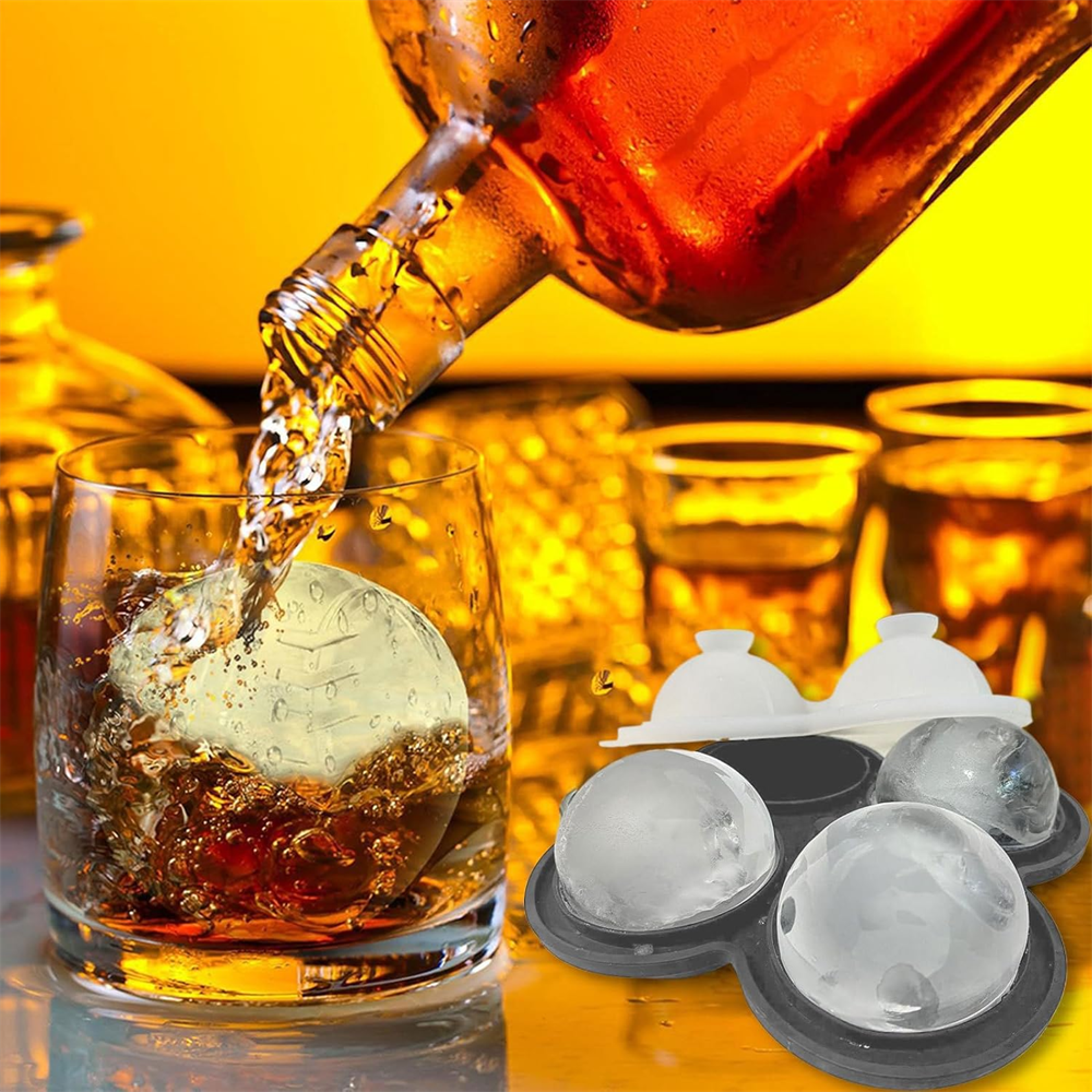 GlacierSphere Large Ice Cube Mold BPA Free Silicone Ice Cube Tray For Slow Melting Drinks 4