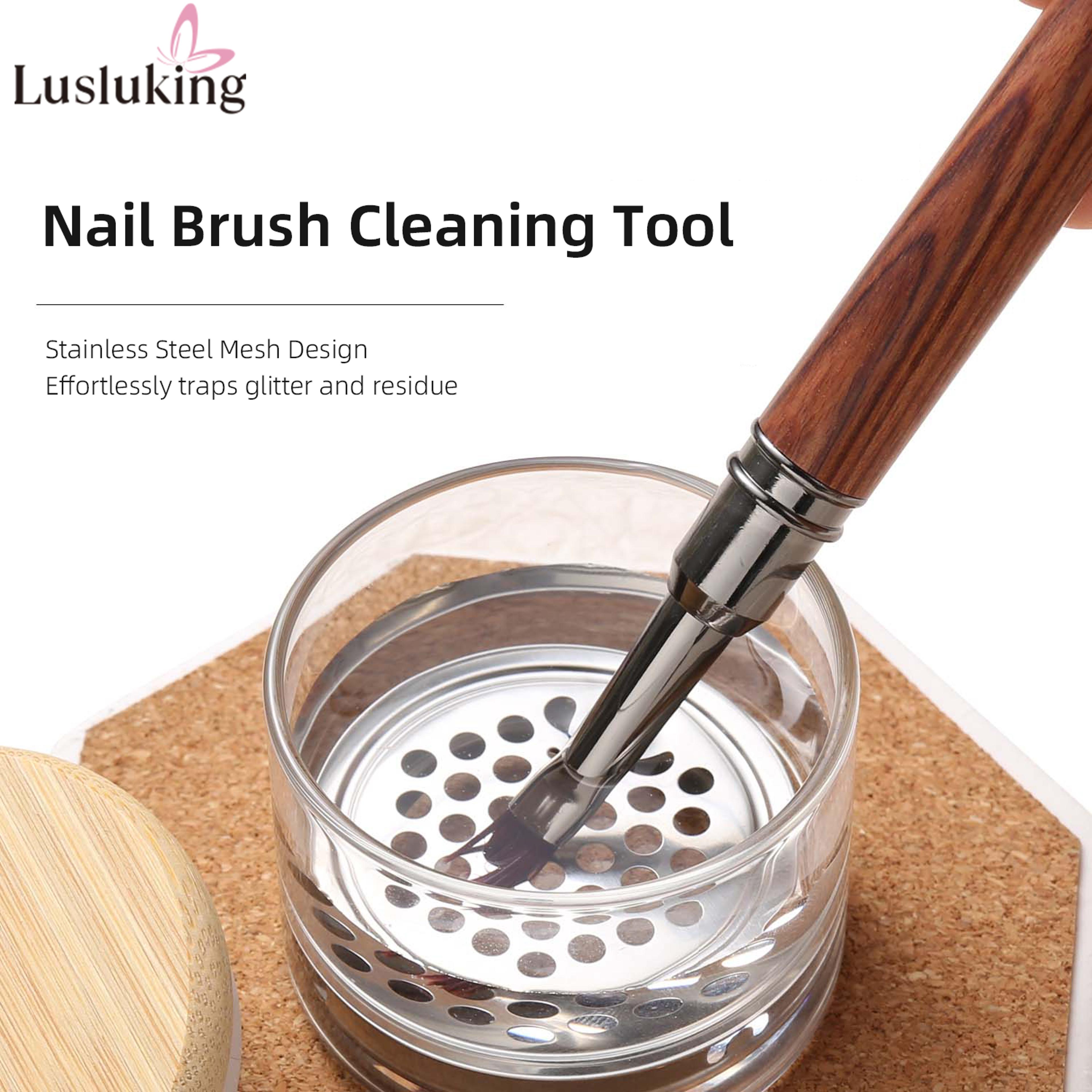 Crystal Glass Nail Brush Cleaner Cup With Stainless Steel Mesh For Nail Drill Bits  Brushes Cleanin 1